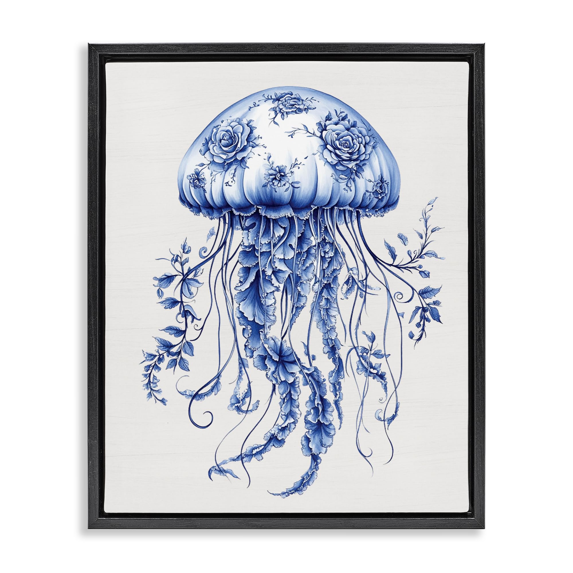 'Funky Toile Jellyfish'| Floating Frame Canvas Art