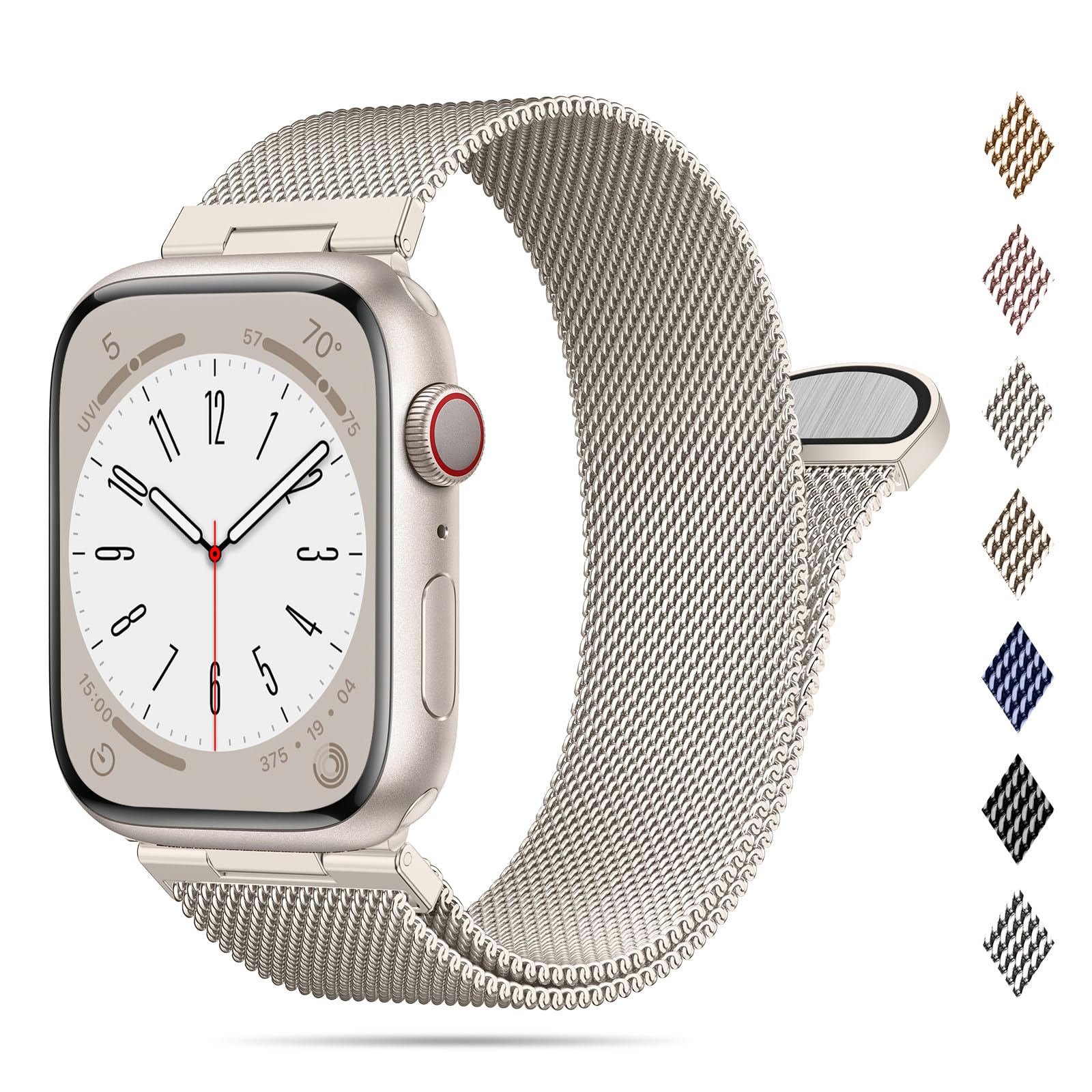 Higgs Metallo Cinturino Compatibile con Cinturino Apple Watch 40mm 38mm 41mm 44mm 42mm 45mm ultra 2 49mm Donna, Cinturini Maglia Milanese Regolabili Magnetiche per iWatch Series SE/2 9 8 7 6 5 4 3 2 1