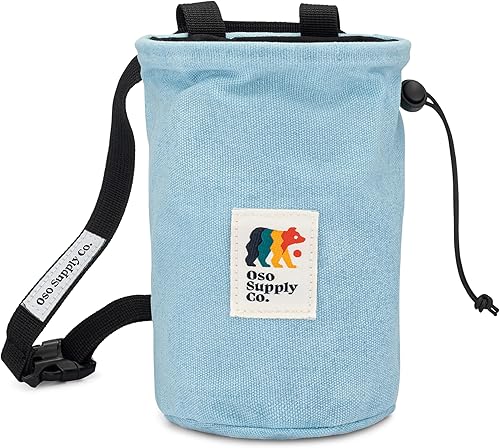 Miniatura 5 de Bolsa de tiza de lona encerada para escalada en roca, cubo de tiza para escalada en roca con cinturón, impermeable, bolsillo con cremallera - Equipo