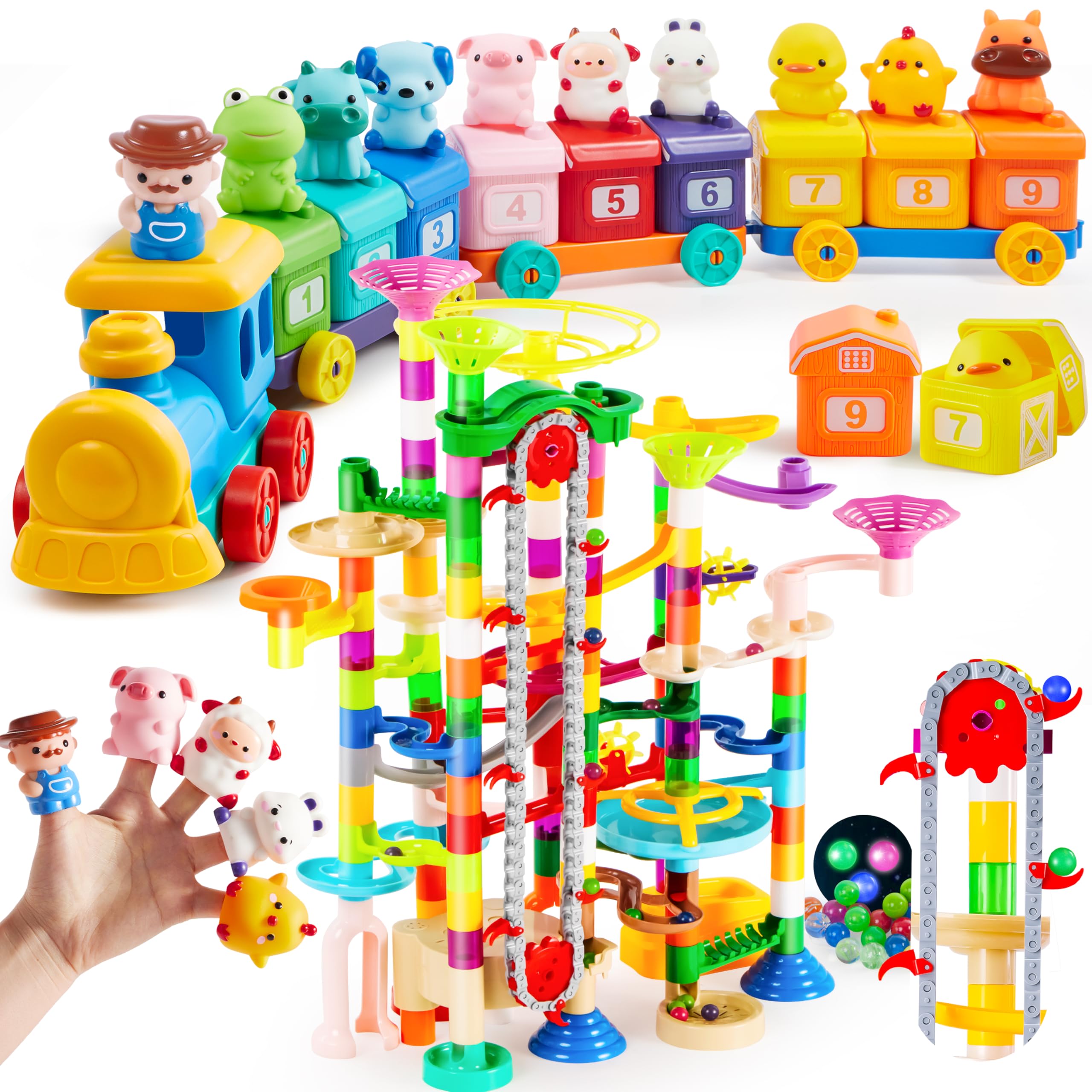 Amazon.com: JOYIN 236Pcs Glowing Marble Run with Motorized