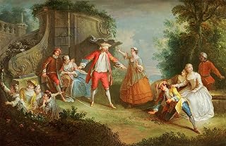 DTVWHQOHR Famous Painting Wall Art Prints Portrait Painting Blind Man's Buff by Nicolas Lancret Vintage Canvas Prints for Home Decor 60x90cm