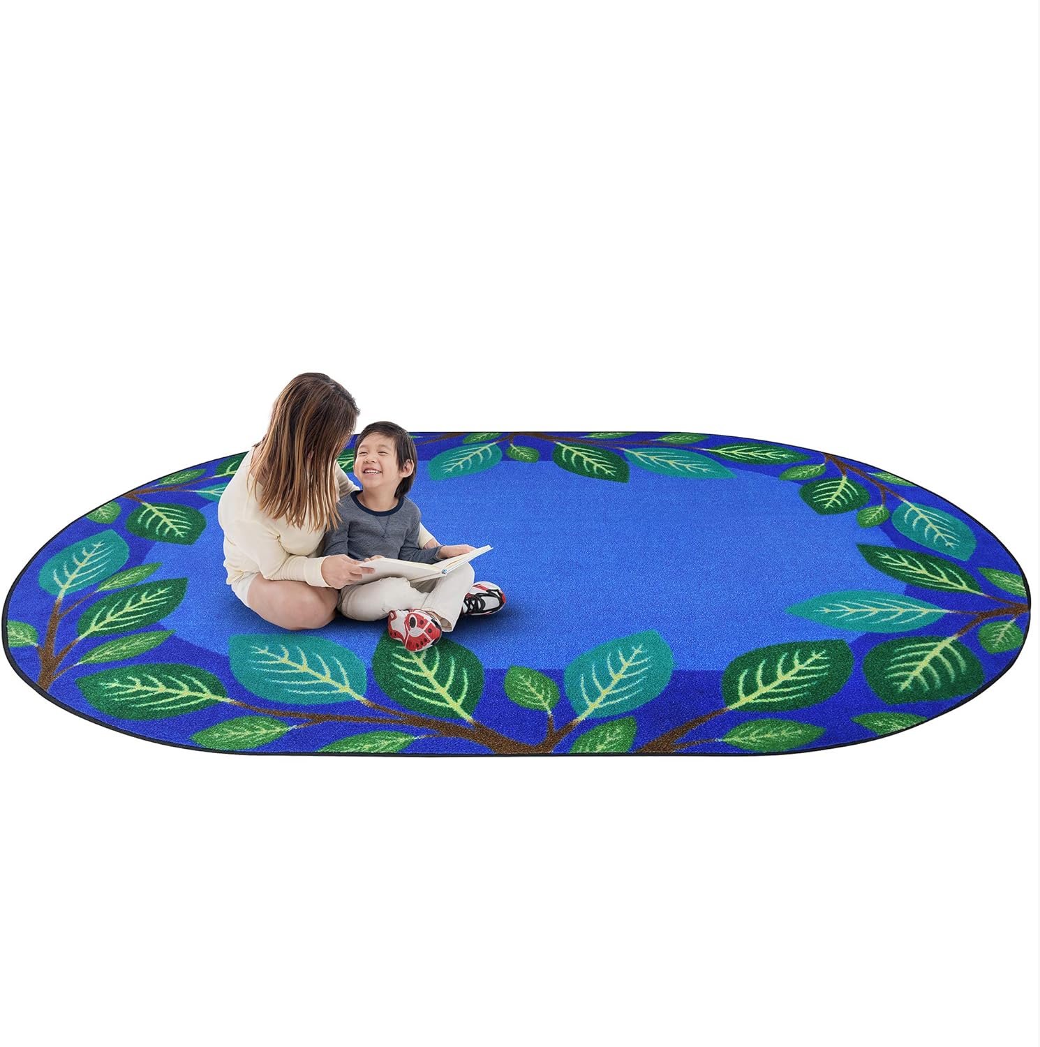 Joy Carpets Breezy Branches Area Rug in Color Multi, 7'8" x 10'9" Oval