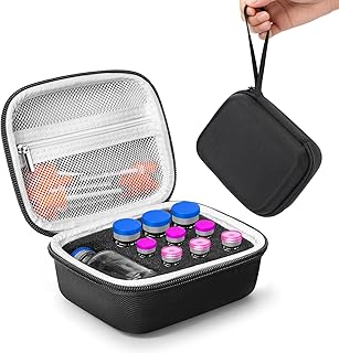 Peptide Storage Case & Insulin Vial Case for Fridge, Medicine Vial Holder, 10 Slots Holder: 9 for 1ml,3ml,5ml,10ml Vials, 1 Dedicated Slot for 30ml Vial, Portable Diabetic Supplies Organizer, Black