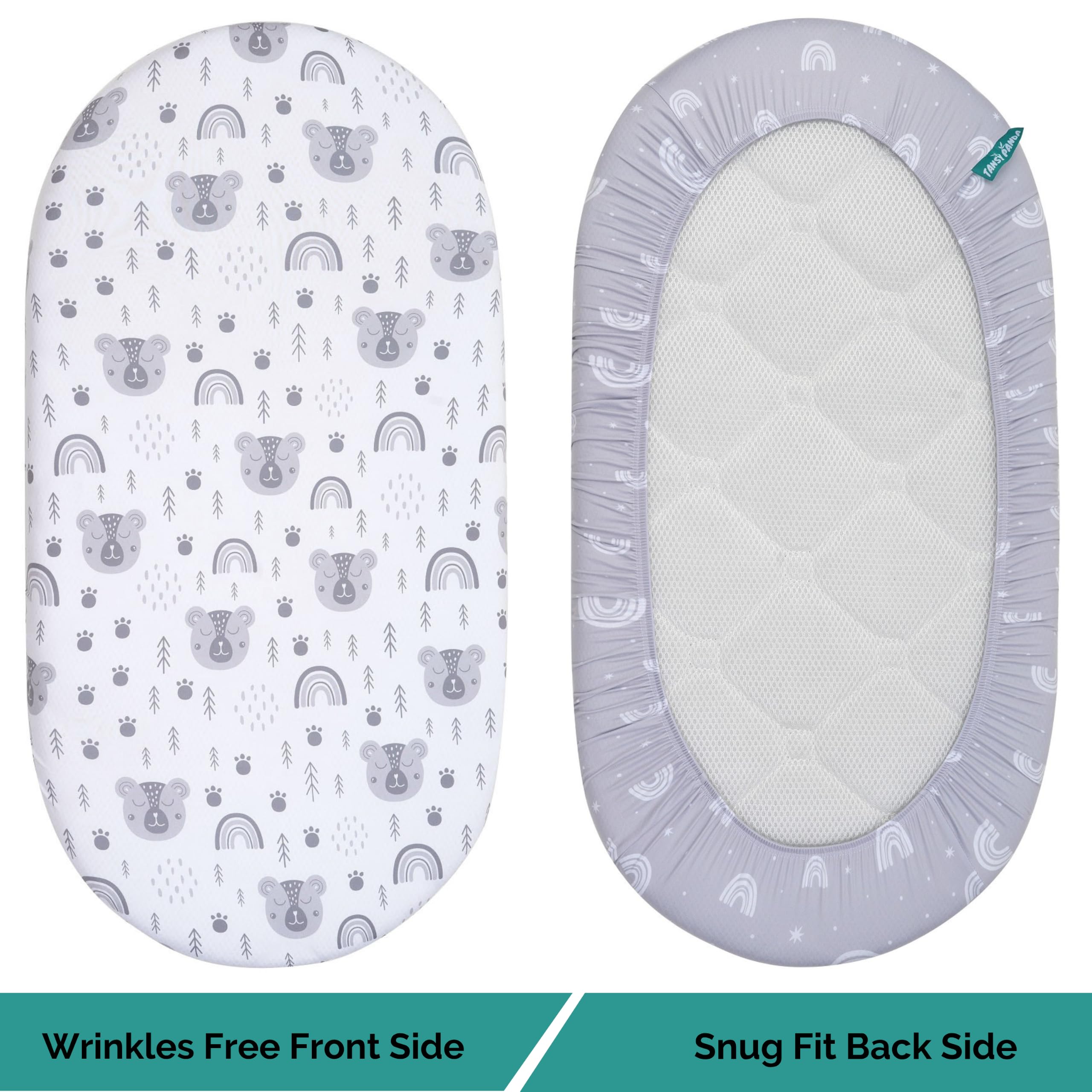 TansyPanda Sábanas de moisés para Halo Bassinest Swivel, Flex, Glide, Premiere y Luxe Series Sleeper, paquete de 3, 33 x 17 pulgadas, ultra suaves y ajustadas, unisex, para niños y niñas, gris y