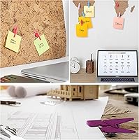 Vista 5 de 100 alfileres de empuje con clip de madera para decoración de aula, clips coloridos con pines resistentes para tablón de anuncios y tableros