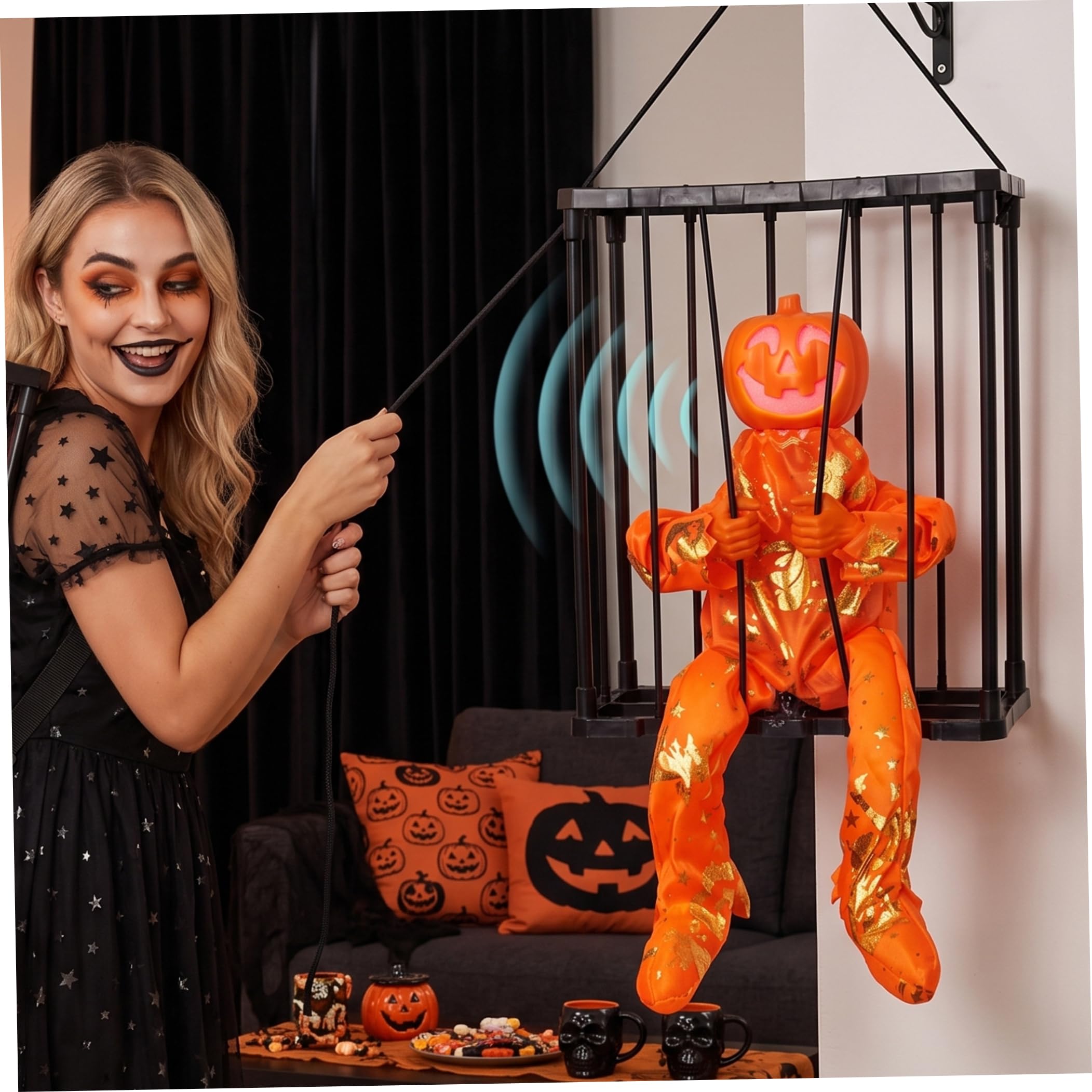 Decorazioni di Halloween attivate dal movimento, oggetto di scena della casa stregata urlante arancione
