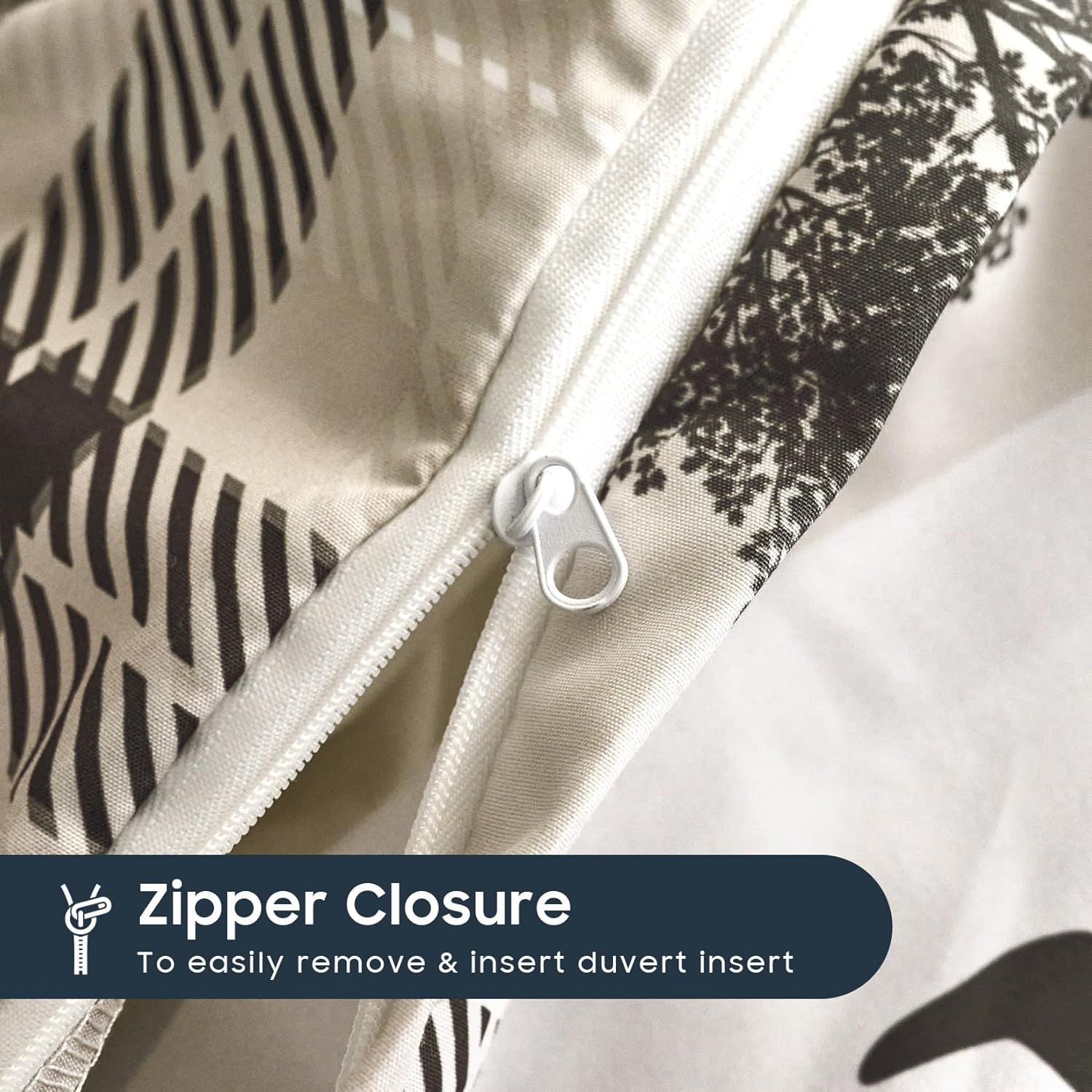 Wake In Cloud - Rustic Duvet Cover Set, Cabin Christmas Lodge Western Country Bear Deer Holiday RV Outdoor Winter Theme, Soft Lightweight Bedding, 3-Piece, Taupe Brown, King Size - Image 6