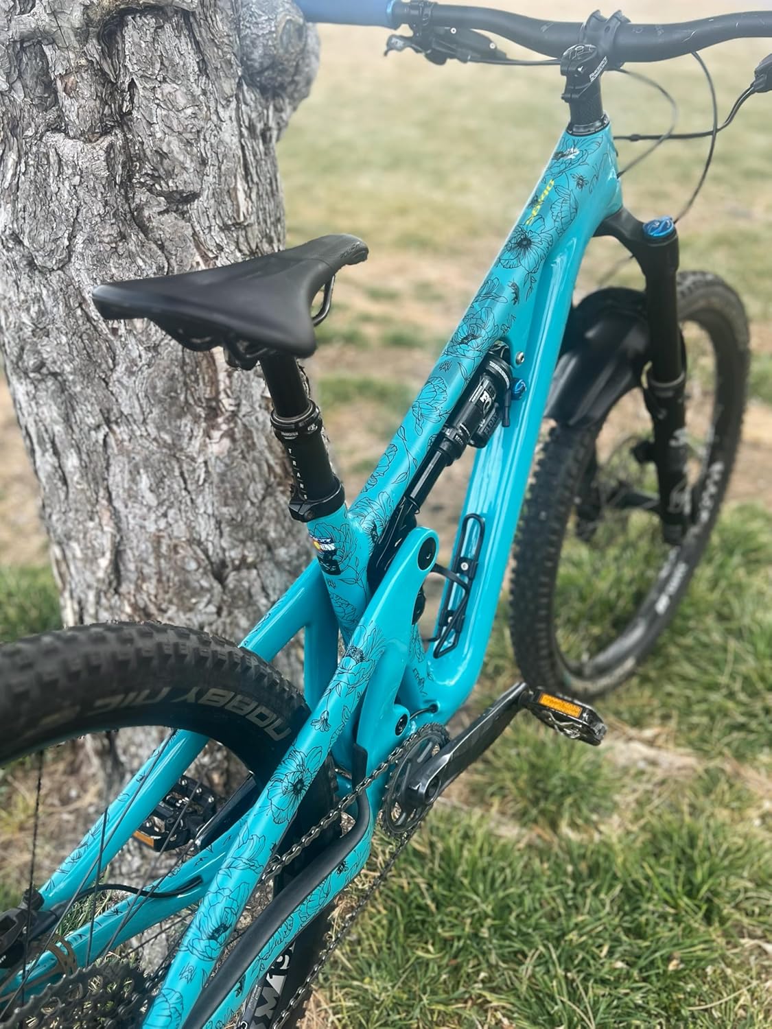 Precut Bike Frame Protection Tape- High Impact Clear Vinyl Wrap Includes 4 Sheets (8.5”x14.5) eBike, MTB Frame Protection, Protects from Scratches and Dings (Poppy Flower)