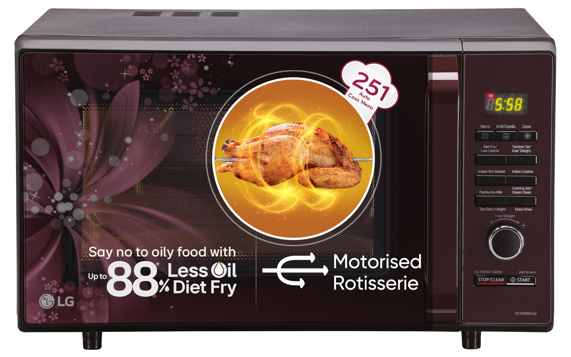LG 28 L Convection Microwave Oven (MC2886BRUM, Black, With Starter Kit) Microwave Ovens