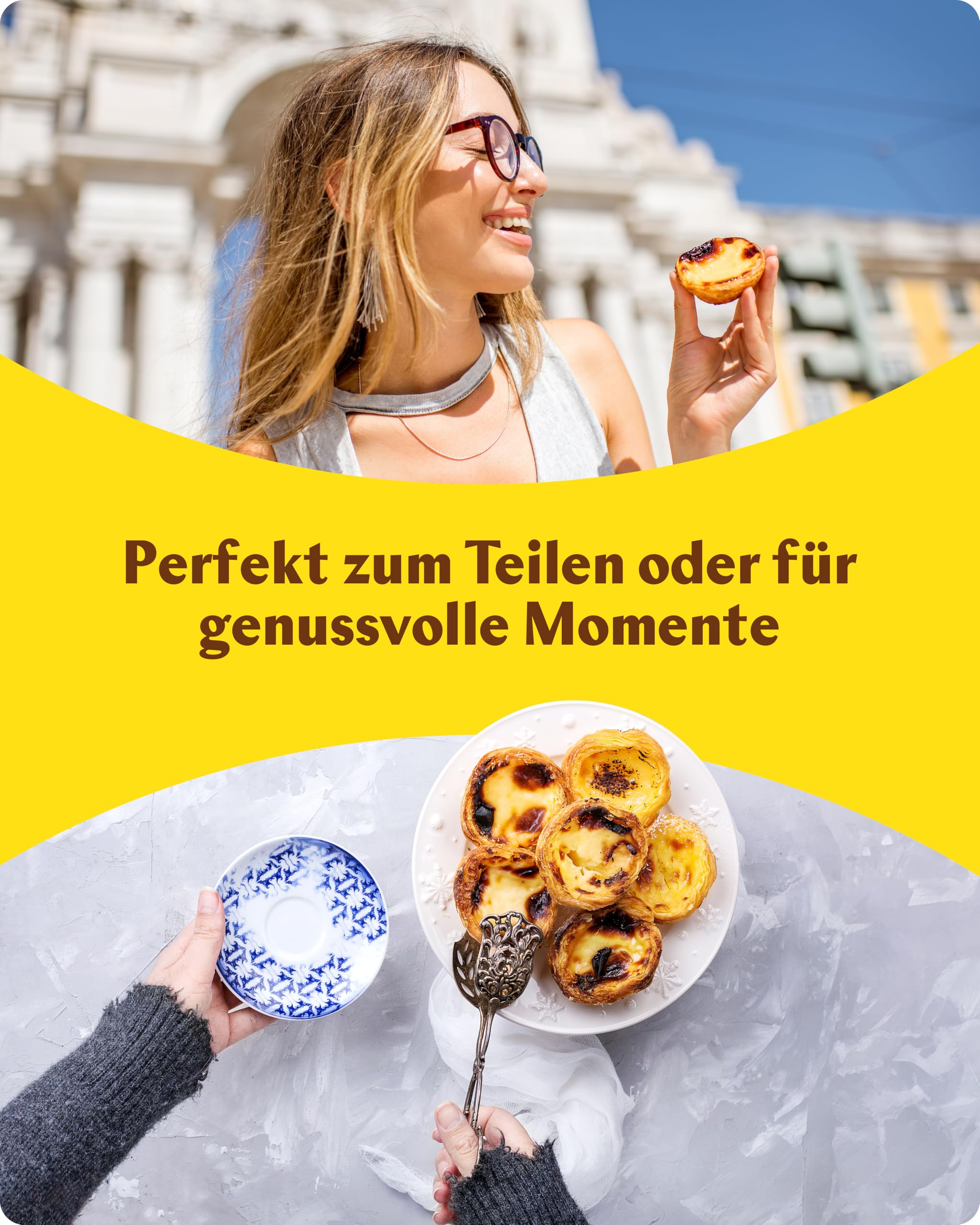 Pastel de Nata - Box mit 16 portugiesischen cremigen BlätterteigGebäckstücken - Frisch & einfach zuzubereiten Pasteis de Nata mit hausgemachter Qualität - Backwaren von Bekarei
