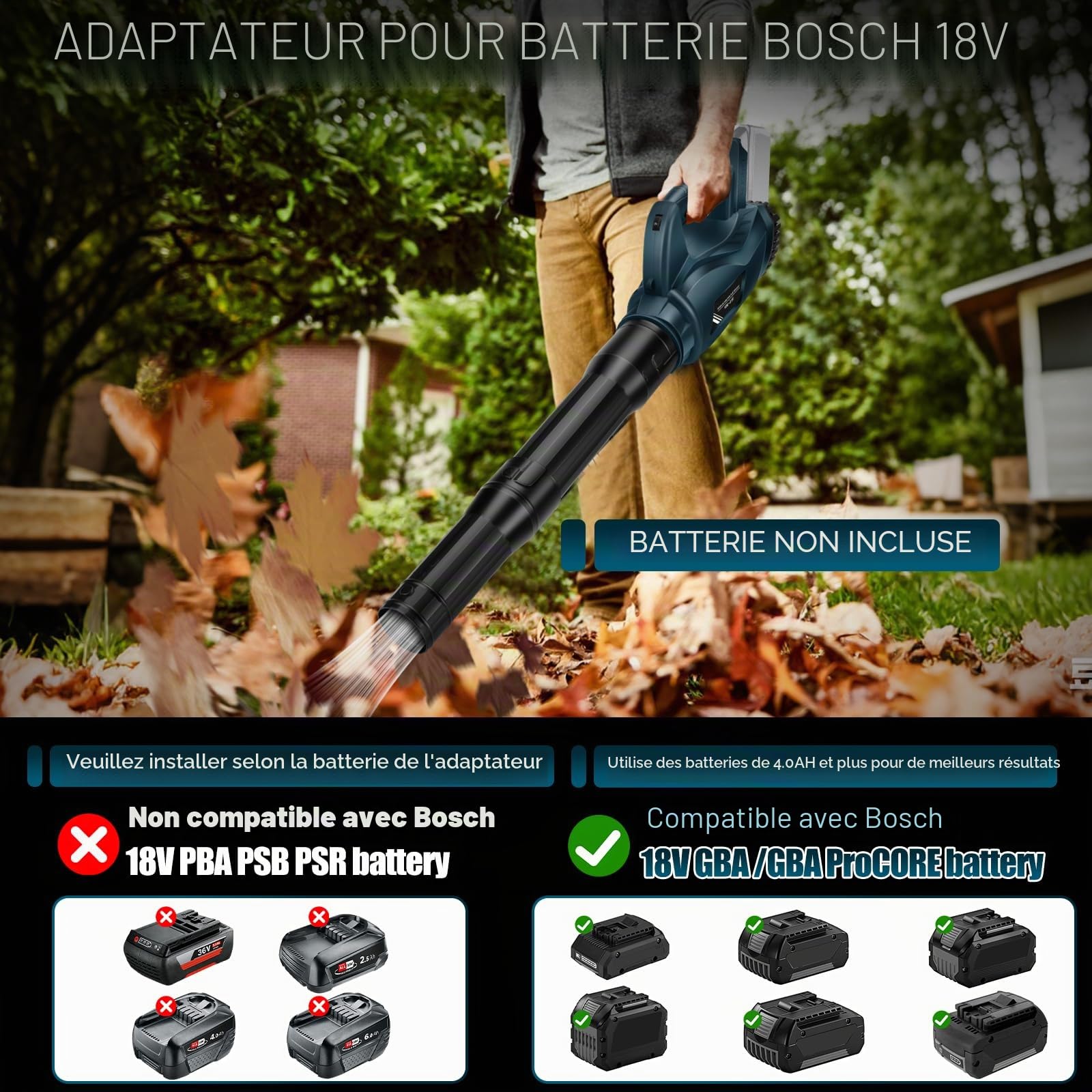 Souffleur Feuilles sans Fil Compatible avec Bosch Professional 18V