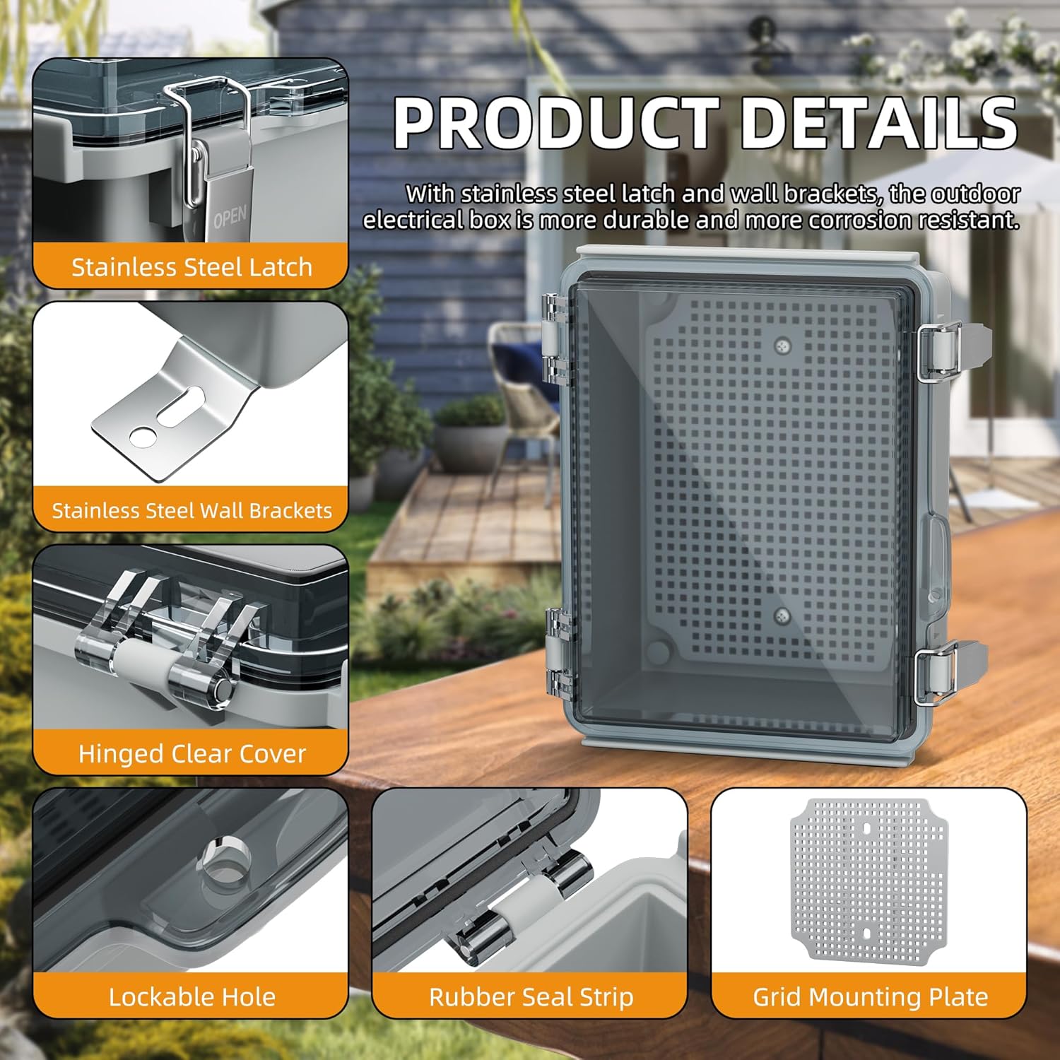 Joinfworld Outdoor WiFi Enclosure Weatherproof Locking Outdoor WiFi Box Plastic Waterproof Switch Router Enclosure Box 8.7x6.7x4.3 - Image 3