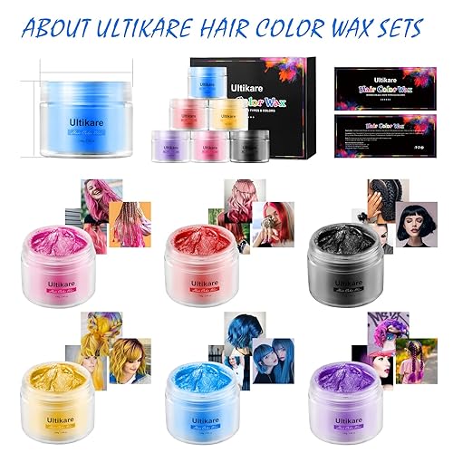Miniatura 5 de Ultikare - Tinte temporal para el cabello para niños, tinte para el cabello rojo, lavable, color natural de cera para el cabello, color tiza, crema