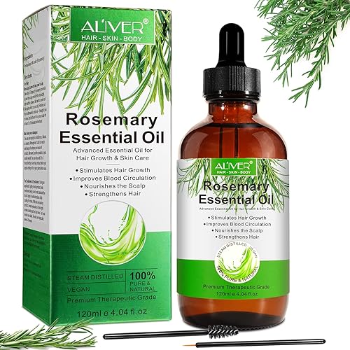 Botella grande de aceite de romero multiusos para el crecimiento del cabello cuidado de la piel uñas y cutículas nutre el cuero cabelludo alivio de