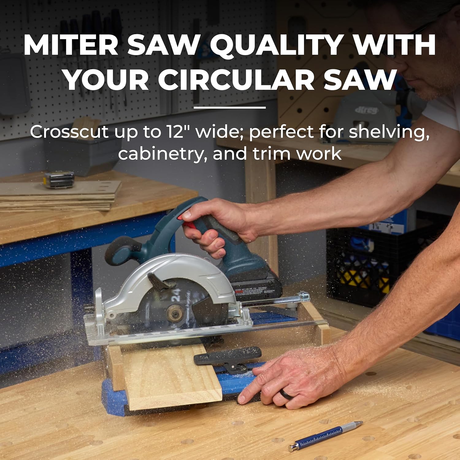 Kreg KMA4100 Crosscut Station - For Miter Saw Results - Variable Circular Saw Guide - Portable Crosscut Station - Carpentry Tools & Accessories
