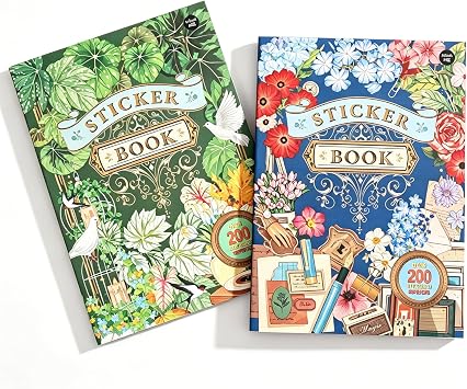 2 Sets 400+ PCS Stickers for Scrapbooking, Self-Adhesive Scrapbook Stickers Supplies Journal, Plants Vintage Aesthetic Sticker Art Diary Card Craft Gifts Planner Notebook,Spring&Flower