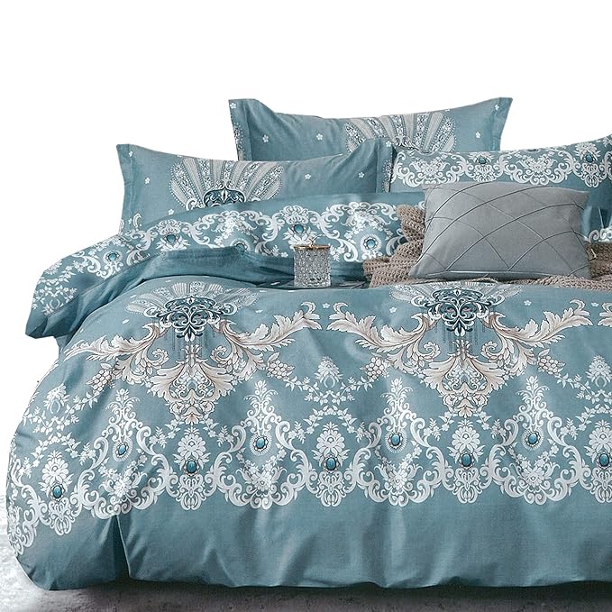 Essina Full/Queen Duvet Cover Set 3pc Valencia Collection, Cotton 620 Thread Count, Sorrento
