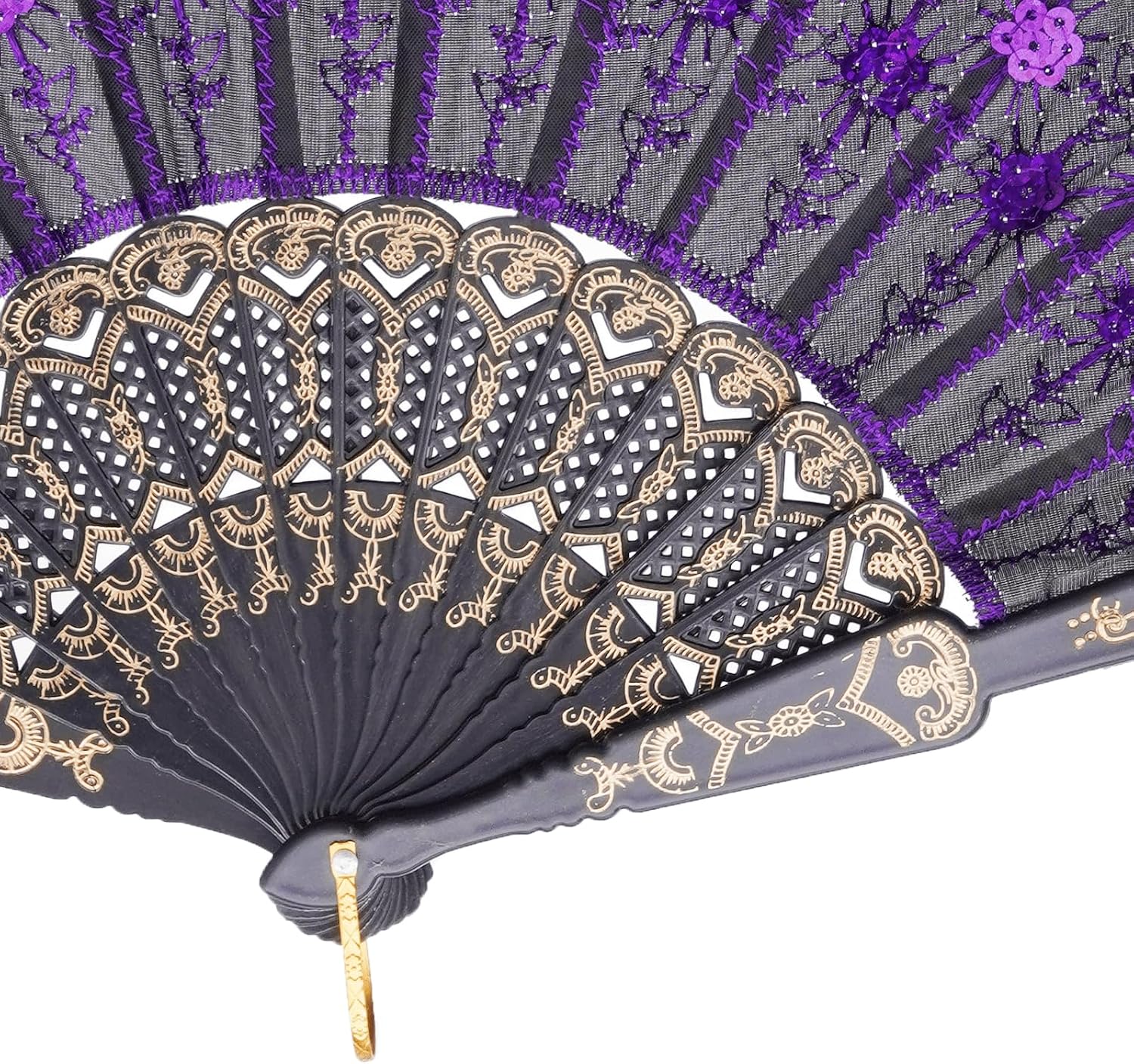 QIRMIZI 30 Pack Fabric Folding Handheld Fans, Perfect for Weddings, Parties, and Dancing,Purple image 5