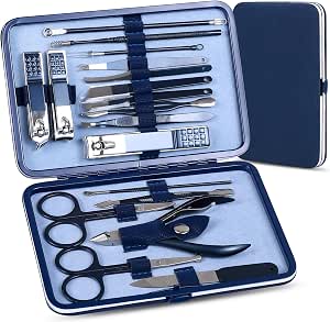 Manicure Set Pedicure Kit Nail Clippers Set with 18 Pieces and Leather Case