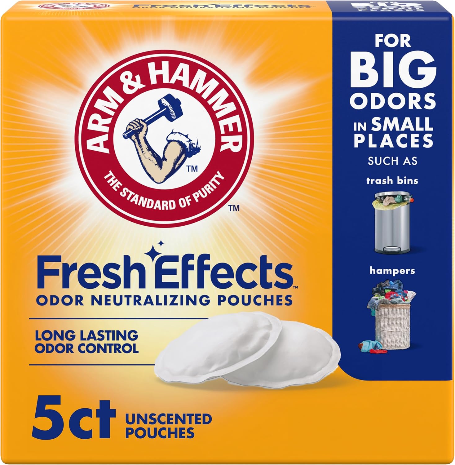 ARM & HAMMER Fresh Effects Odor Neutralizing Baking Soda Pouches, 5 Count, White