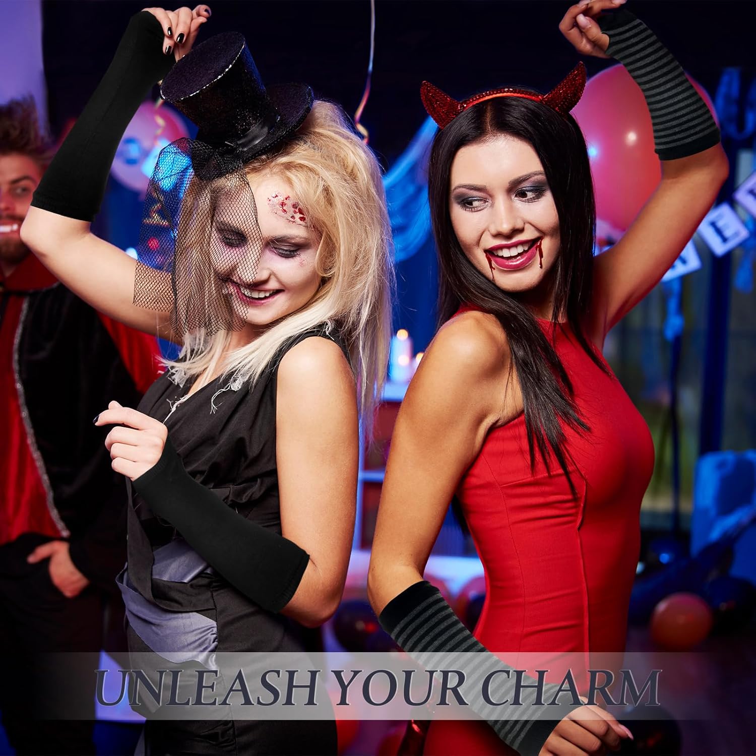 3 Sets Y2k Leg Warmers and Arm Warmers Knitted Leg Socks Goth Kawaii Fingerless Gloves for Women Halloween Winter - Image 5