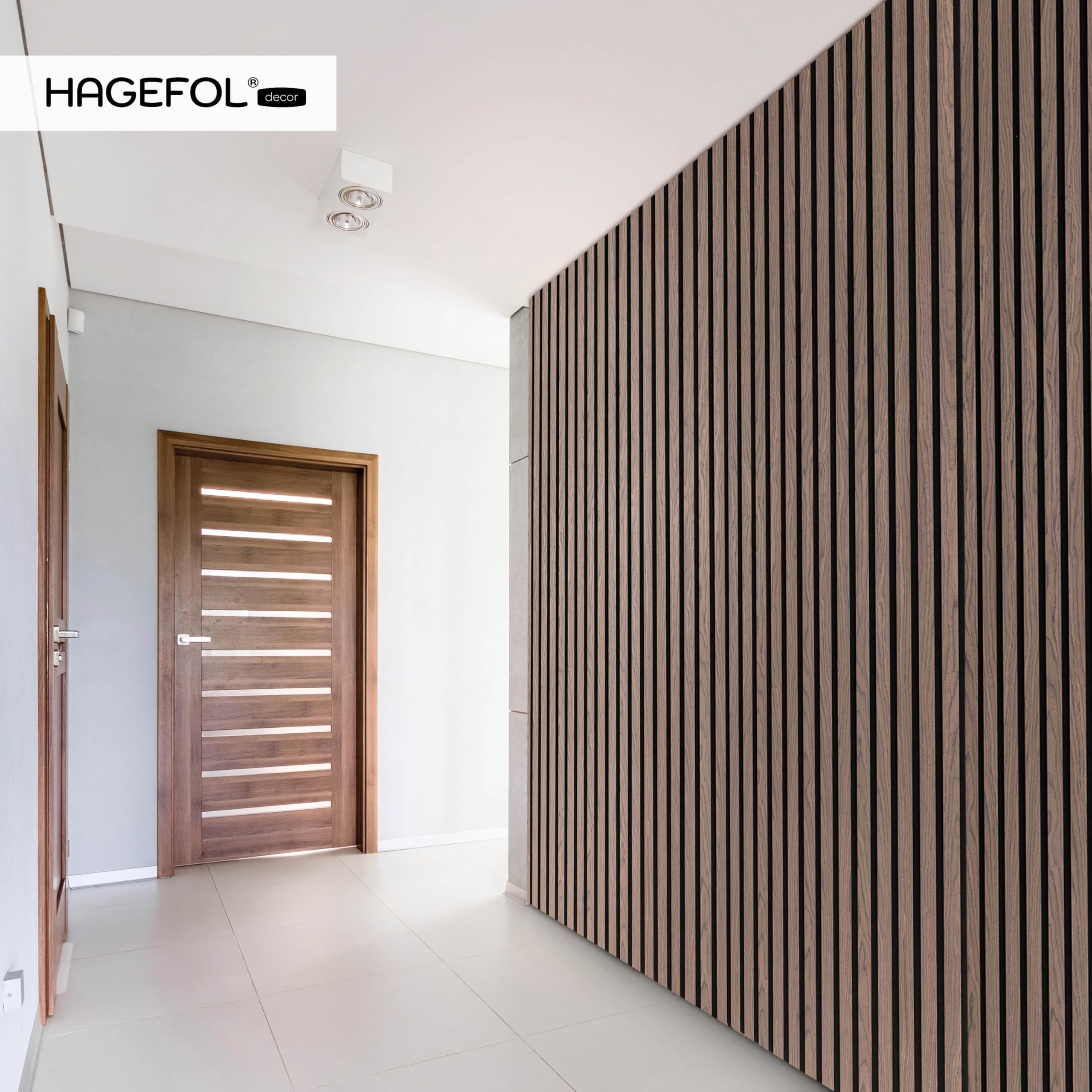 HAGEFOL® pannelli fonoassorbenti legno, 240 x 60 cm, colore: Noce, Pannelli da parete in legno 3D, pannelli acustici, 2400 x 600 mm