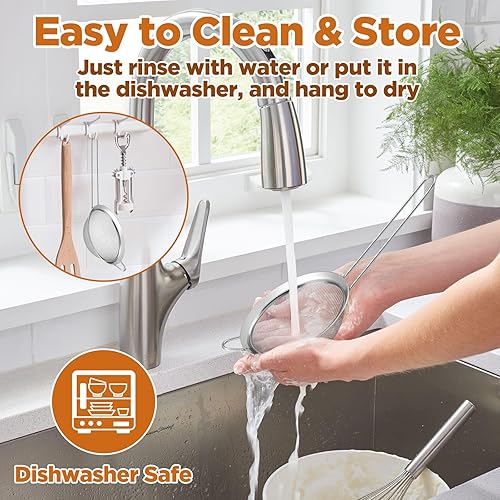 Miniatura 5 de 9 paquetes de colador de malla fina de acero inoxidable, colador pequeño para cóctel y té con asa para café, jugo, azúcar en polvo, 8.8 x 3.9