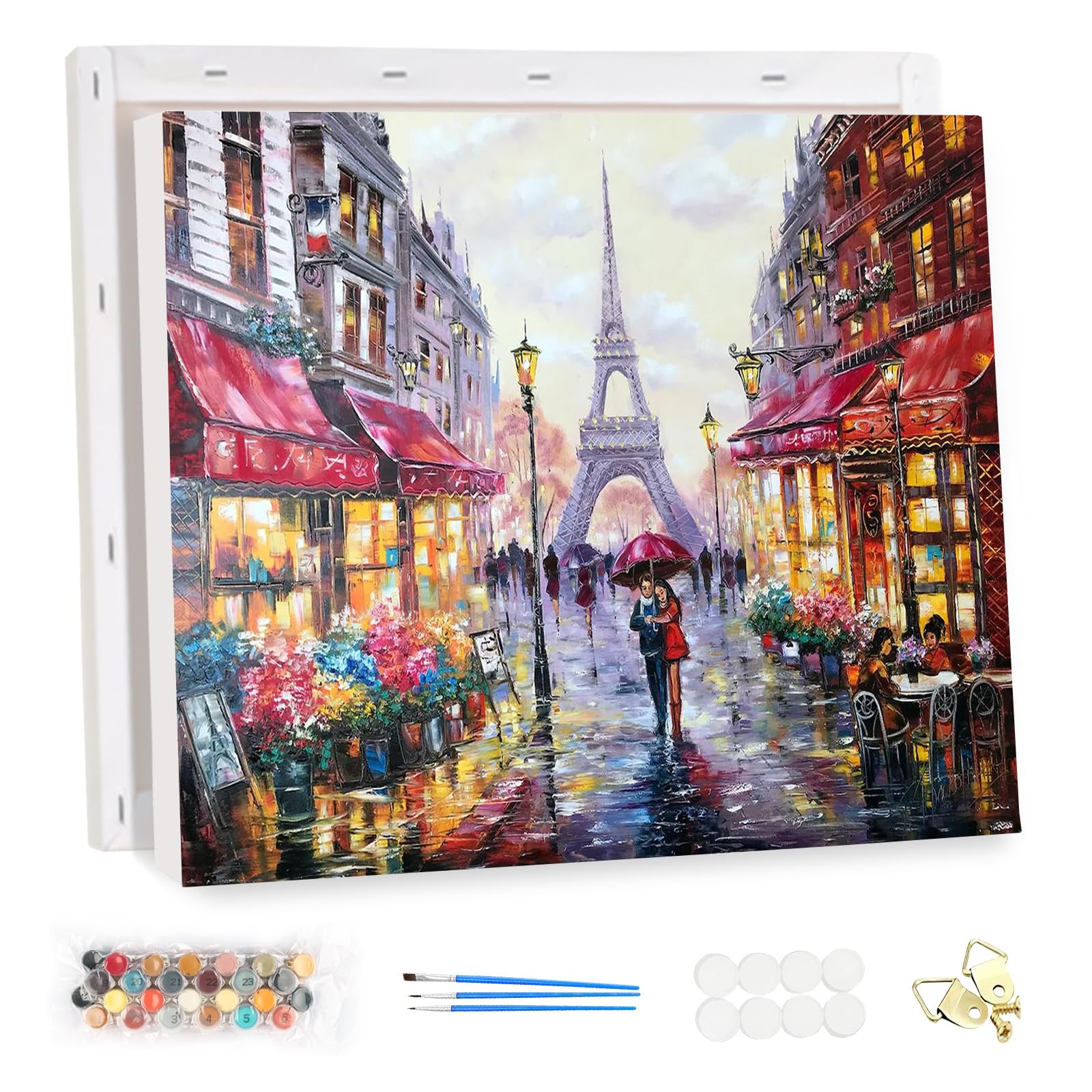 MEIYUDA Verf-op-Nummer Set – Met Frame, Straatbeeld, 30x40 Cm, Inclusief Acrylverf En Penselen, Voor Beginners