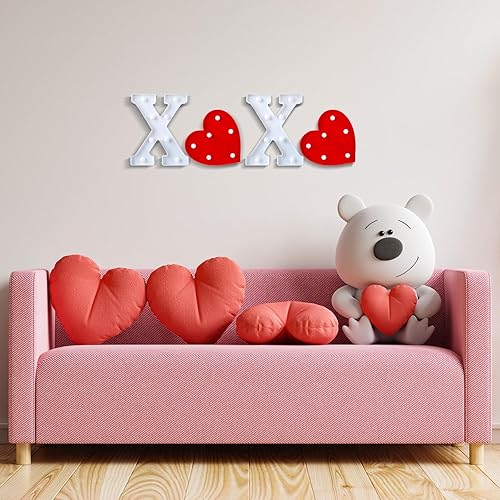 Miniatura 2 de XOXO - Letras con luz LED para el día de San Valentín, letreros del alfabeto, decoración de corazón LED, arte de pared decorativo para luz nocturna,