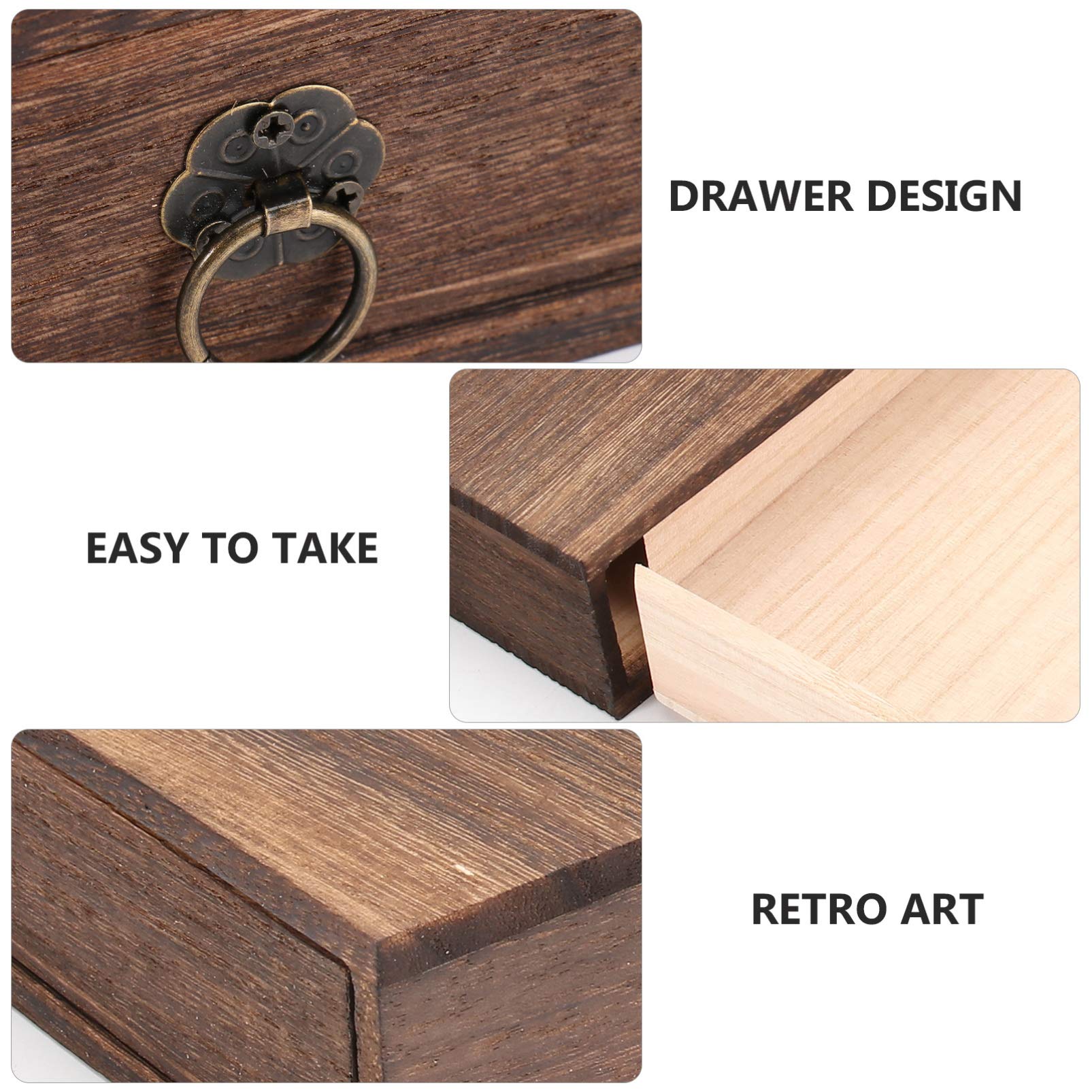 DECHOUS Holz Teekuchenbox mit Mehrschichtiger Schublade Starke Tragkraft und Einfach zu Bedienen Traditionelle Aufbewahrung für Pu Erh Tee Zuhause im Vintage Stil