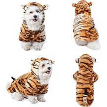 Yoption Dog Tiger Costumes, Pet Halloween Cosplay Hoodie Funny Outfits Apparel for Puppy Dogs Kitten L
