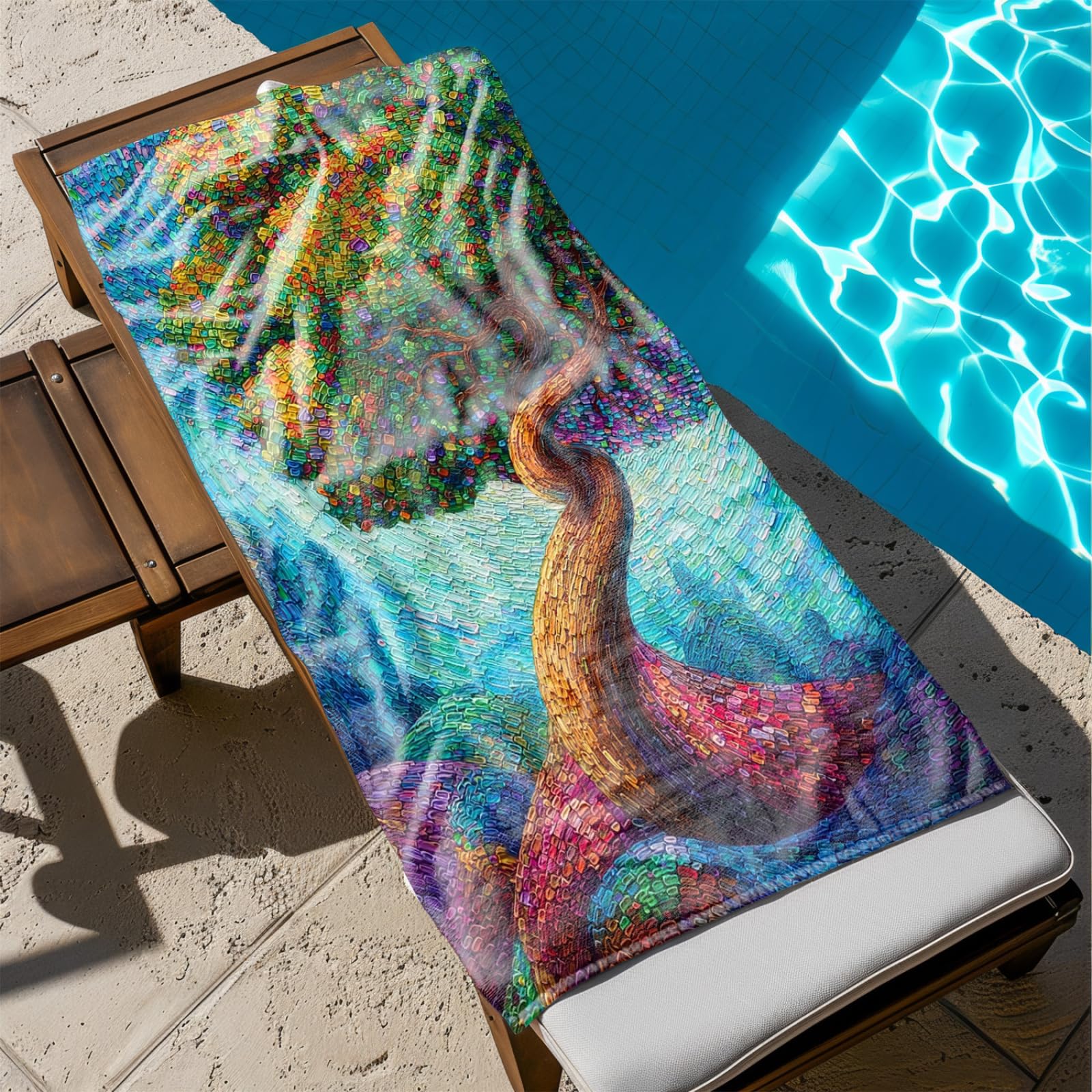 Générique Serviette Microfibre Plage Vert Jaune Arbres Violets