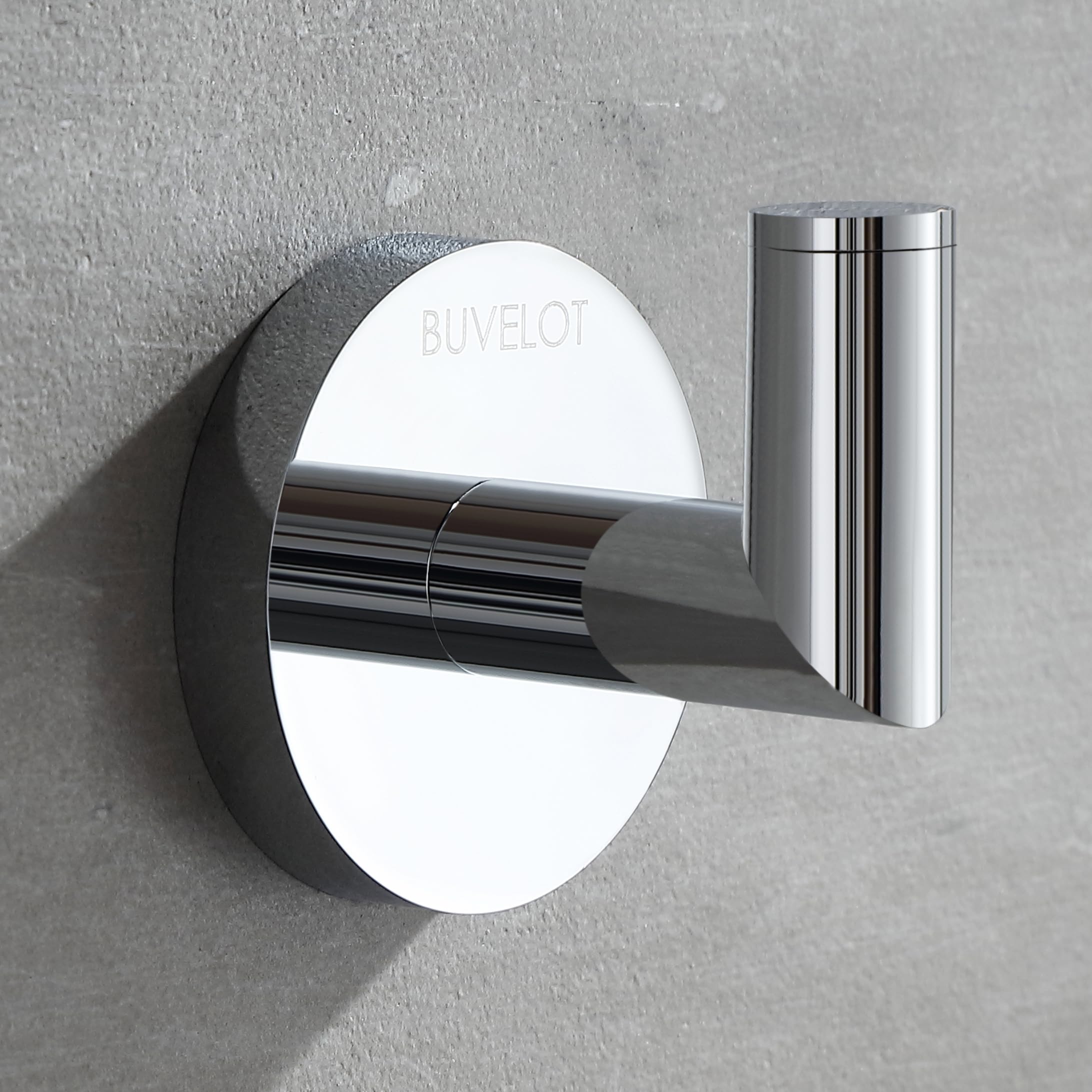 BUVELOT Towel Hook, Coat Hooks for Bathroom and Kitchen, Modern Robe Hook Wall Mounted, Chrome, 077010-CR, Leo Series