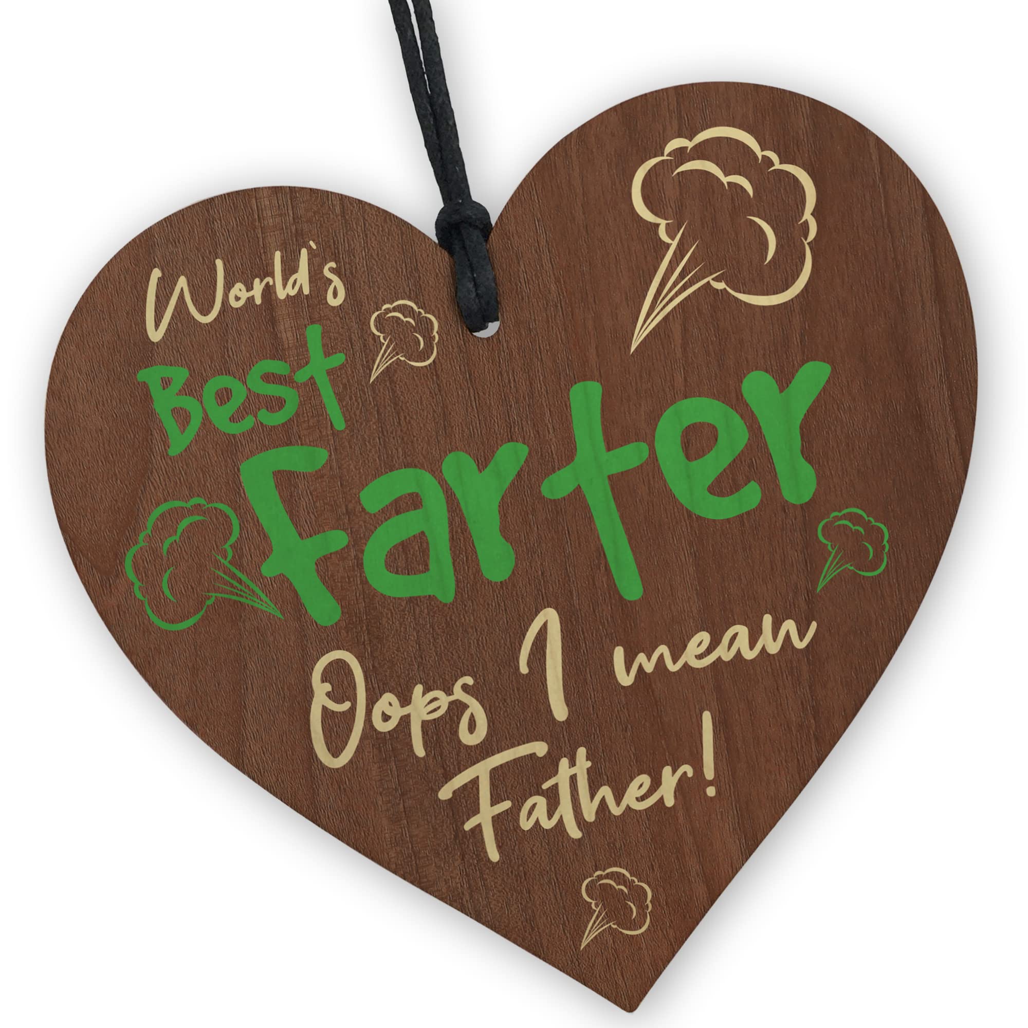 Red Ocean Funny Fathers Day Birthday Gift From Daughter Son Wood Heart Novelty Gift For Dad Daddy Birthday Gift For Dad Gifts For Him Joke Humour Gift
