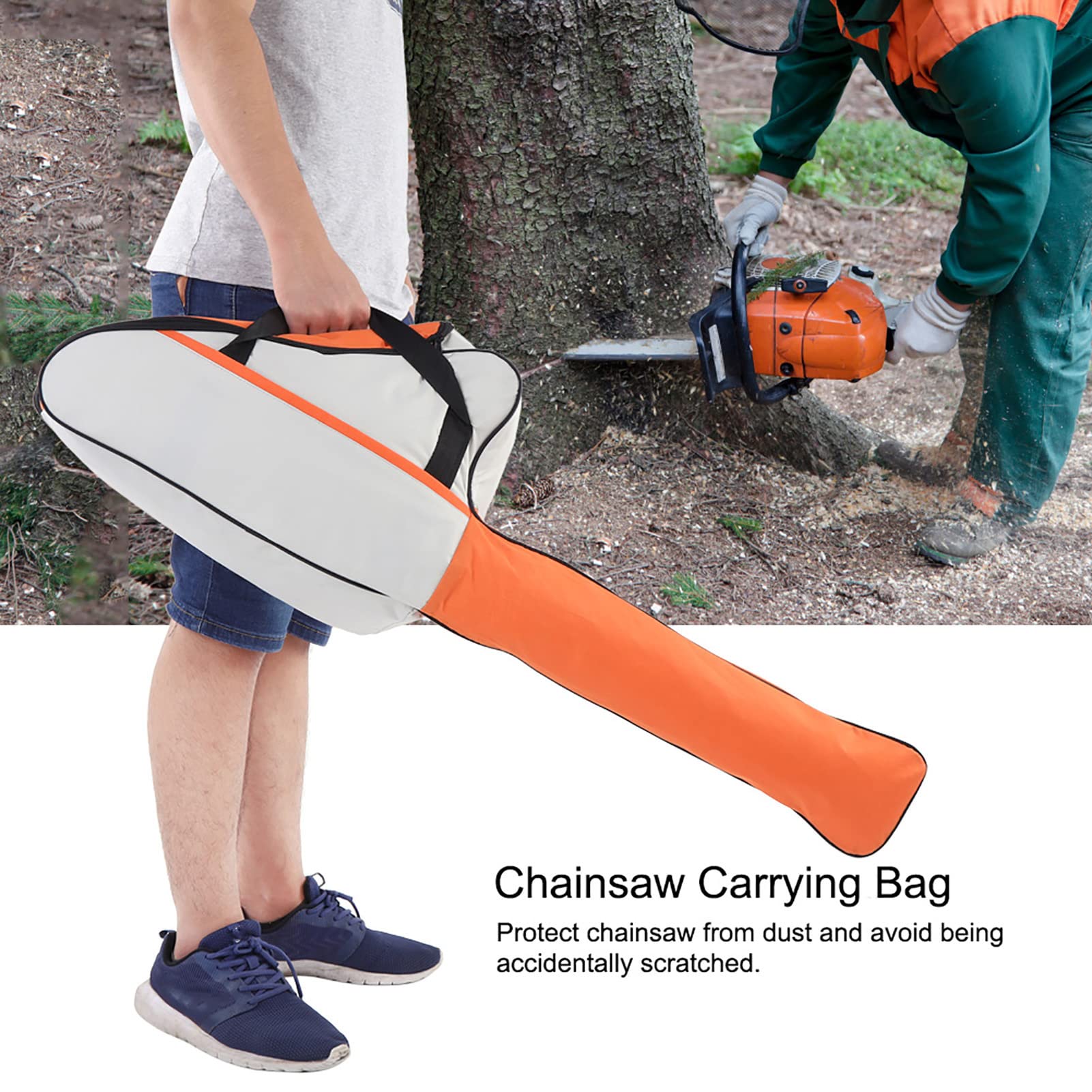 Sac De Rangement Tronçonneuse LVYXON - Étui Transport Vert Polyester Imperméable Pour Tronçonneuses 30 à 40 Cm