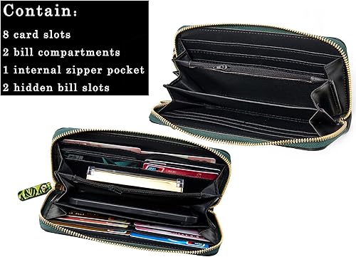 Miniatura 6 de Billeteras vintage con cremallera en relieve para mujer Elegante y elegante bolso de mano tallado en PU para guardar tarjetas y teléfono móvil.,