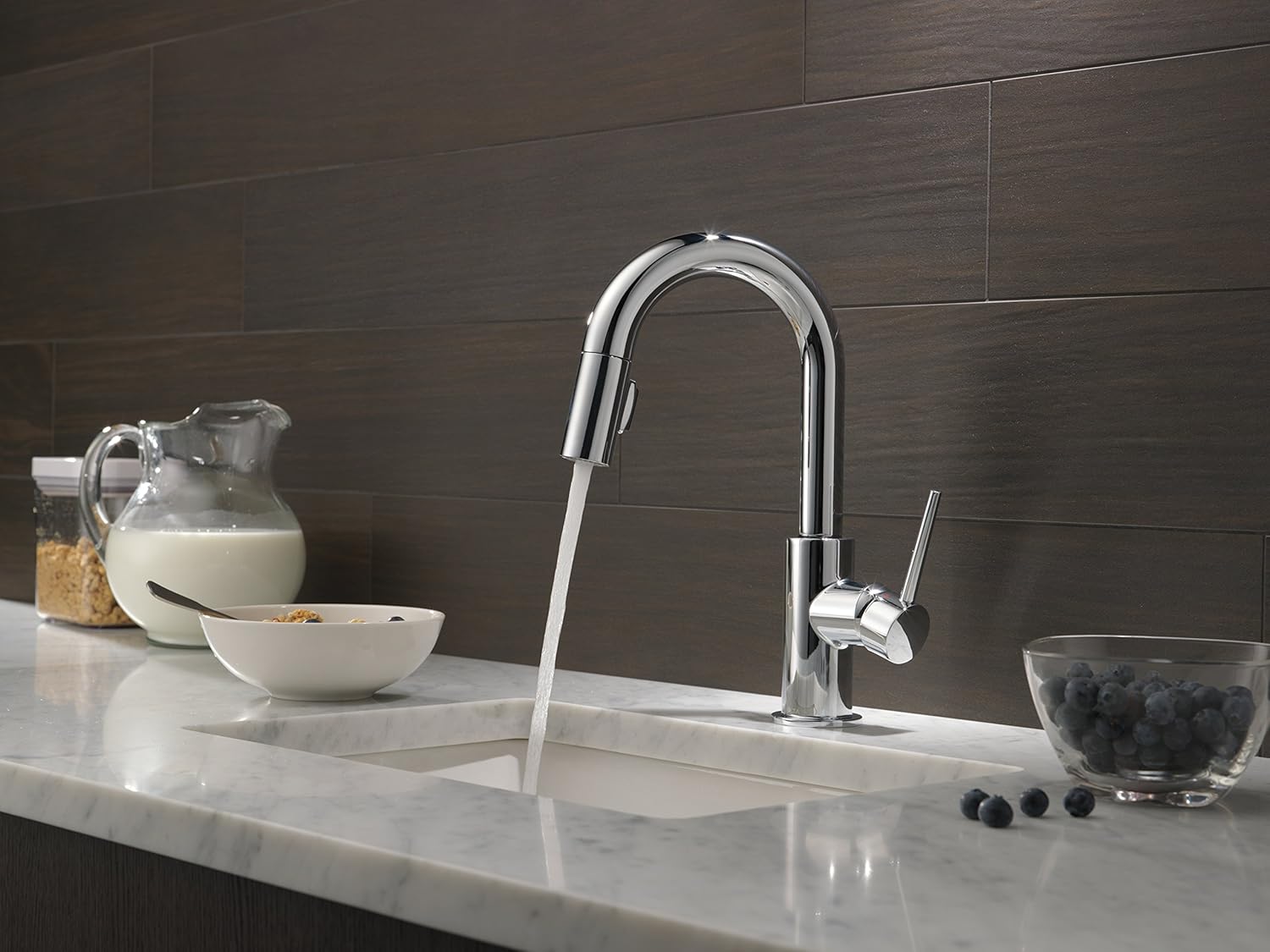 Super Big Clearance! Delta Faucet Trinsic Chrome Bar Faucet with Pull Down Sprayer, Chrome Bar Sink Faucet Single Hole, Wet Bar Faucets Single Hole, Prep Sink Faucet, Faucet for Bar Sink, Chrome 9959-DST