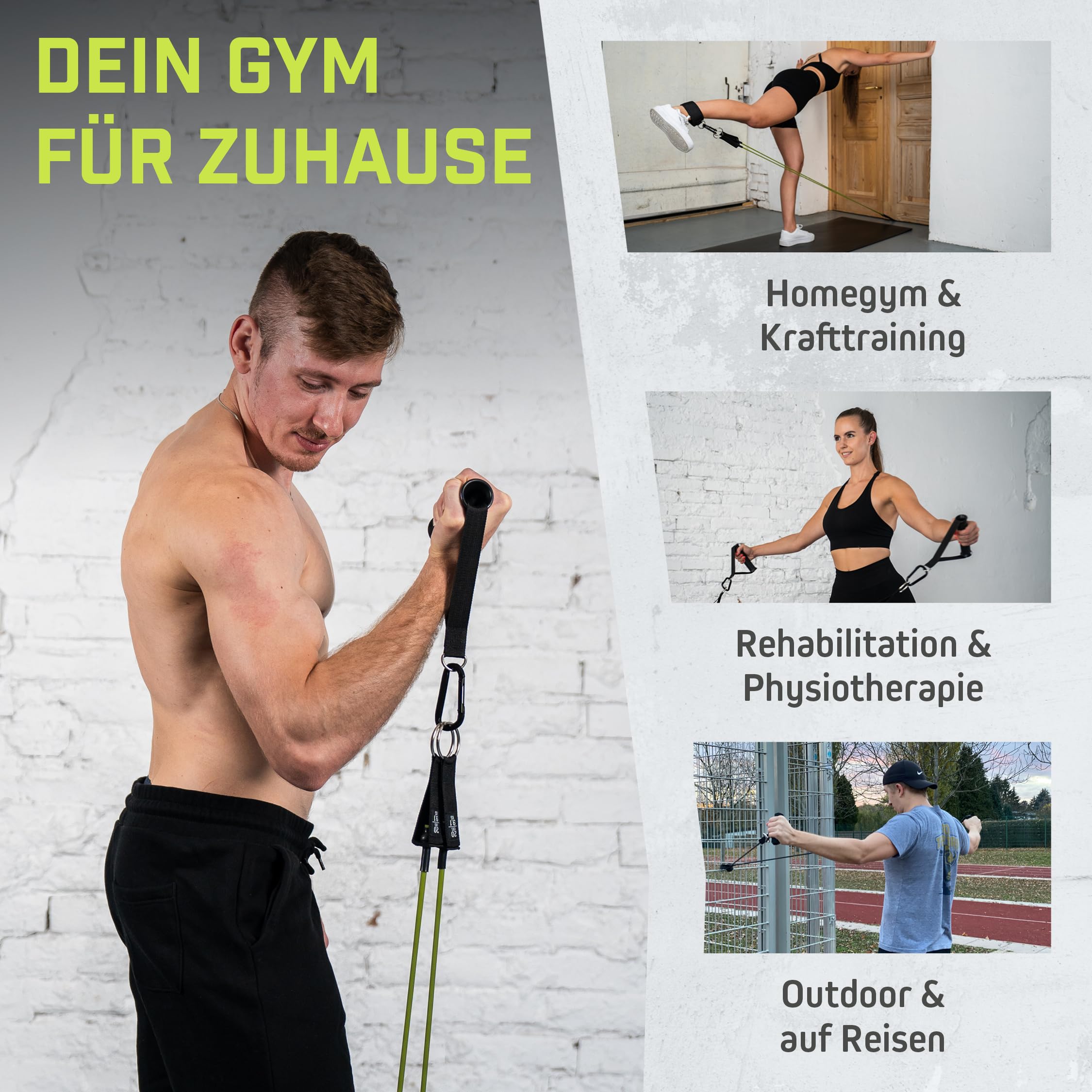 Wild Instincts Premium Widerstandsbänder Set für Dein Workout Zuhause +Trainings WebApp - Fitnessbänder mit Griffen für Kraftsport & Muskelaufbau - Resistance Bands Set + Case