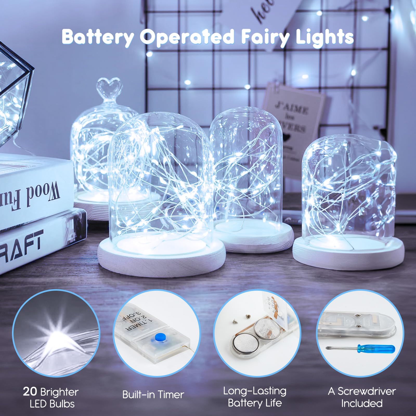 Snapklik.com : Minetom 12 Pack Fairy Lights Battery Operated String Lights