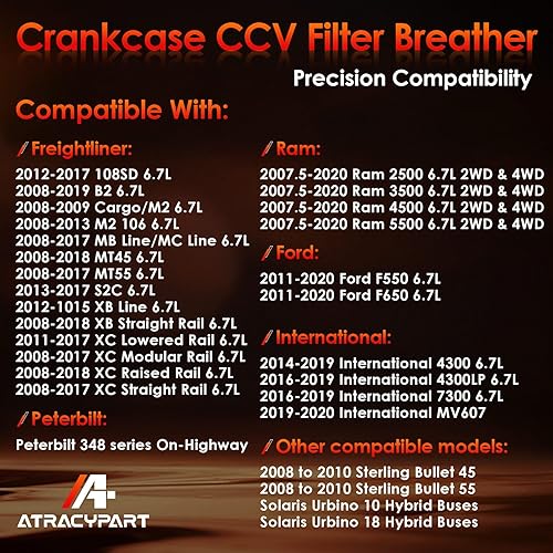 Miniatura 3 de Reemplazo del elemento de ventilación del respiradero del filtro CCV del cárter para Ram 2500 3500 4500 5500 6.7L y más, reemplaza # CV52001,