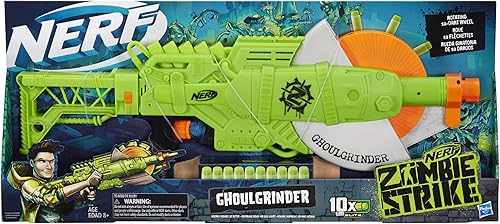 Miniatura 2 de Nerf Zombie Strike Ghoulgrinder Blaster - Rueda giratoria de 10 dardos, 10 dardos oficiales Zombie Strike Elite - para niños, adolescentes y adultos