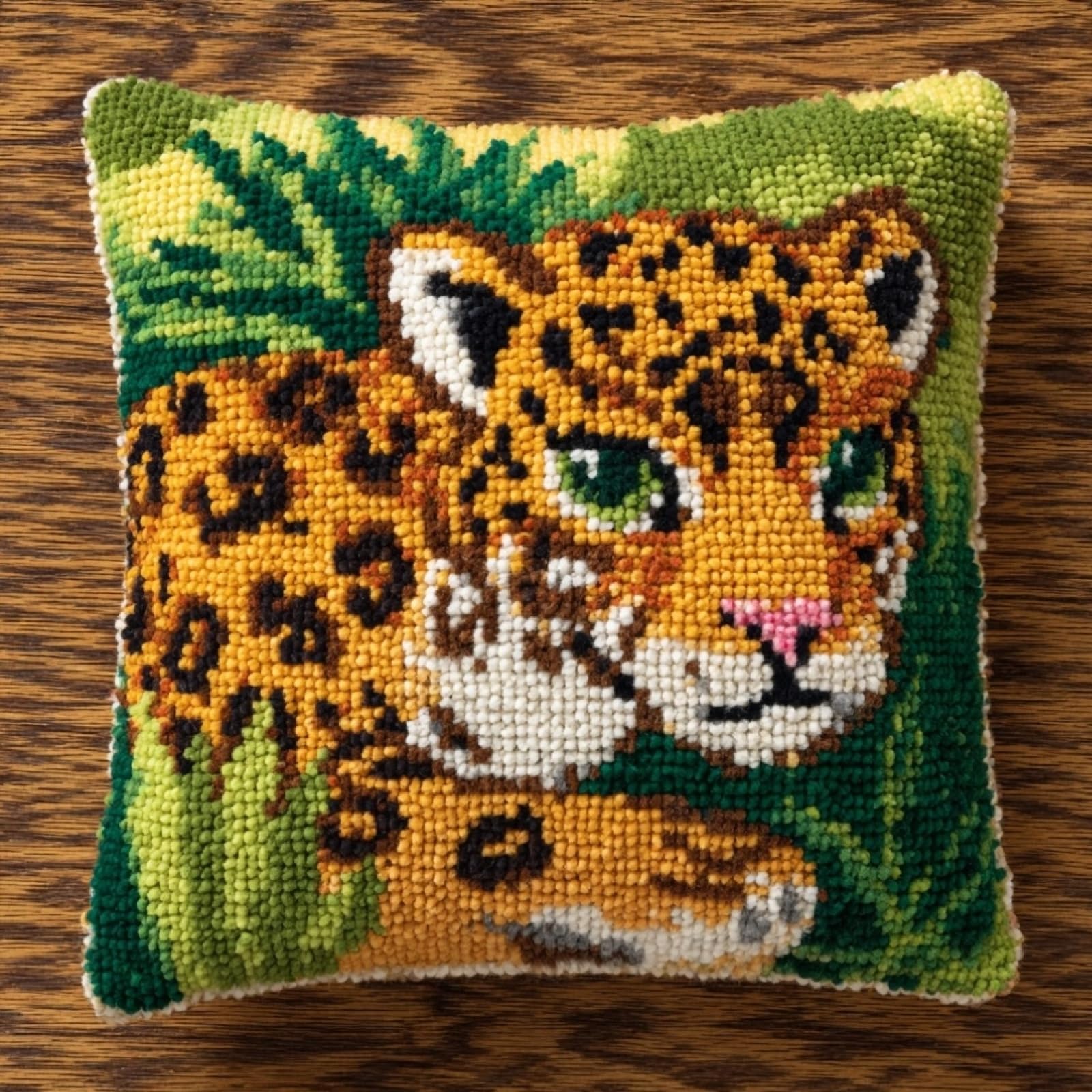 AxiangziK DIY Latch Hook Pillow Kits for Adults,Leopard