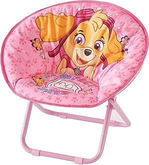 IDEA NUOVA Paw Patrol Skye Toddler 19” Folding Saucer Chair with Pink Metal Frame, Ages 3+