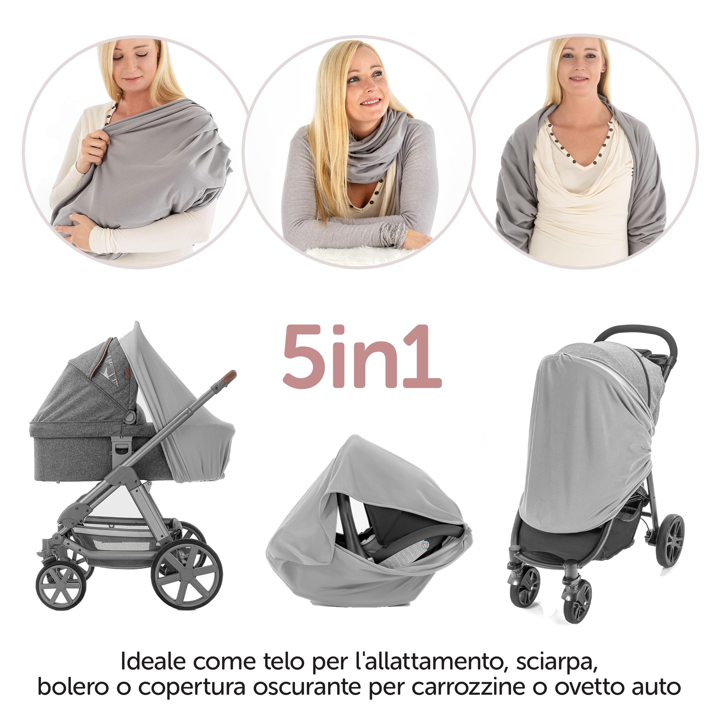 Sciarpa Allattamento In Mussola Di Cotone - Copertura Privacy Per Allattamento Al Seno - 100x65 Cm - 15 Colori