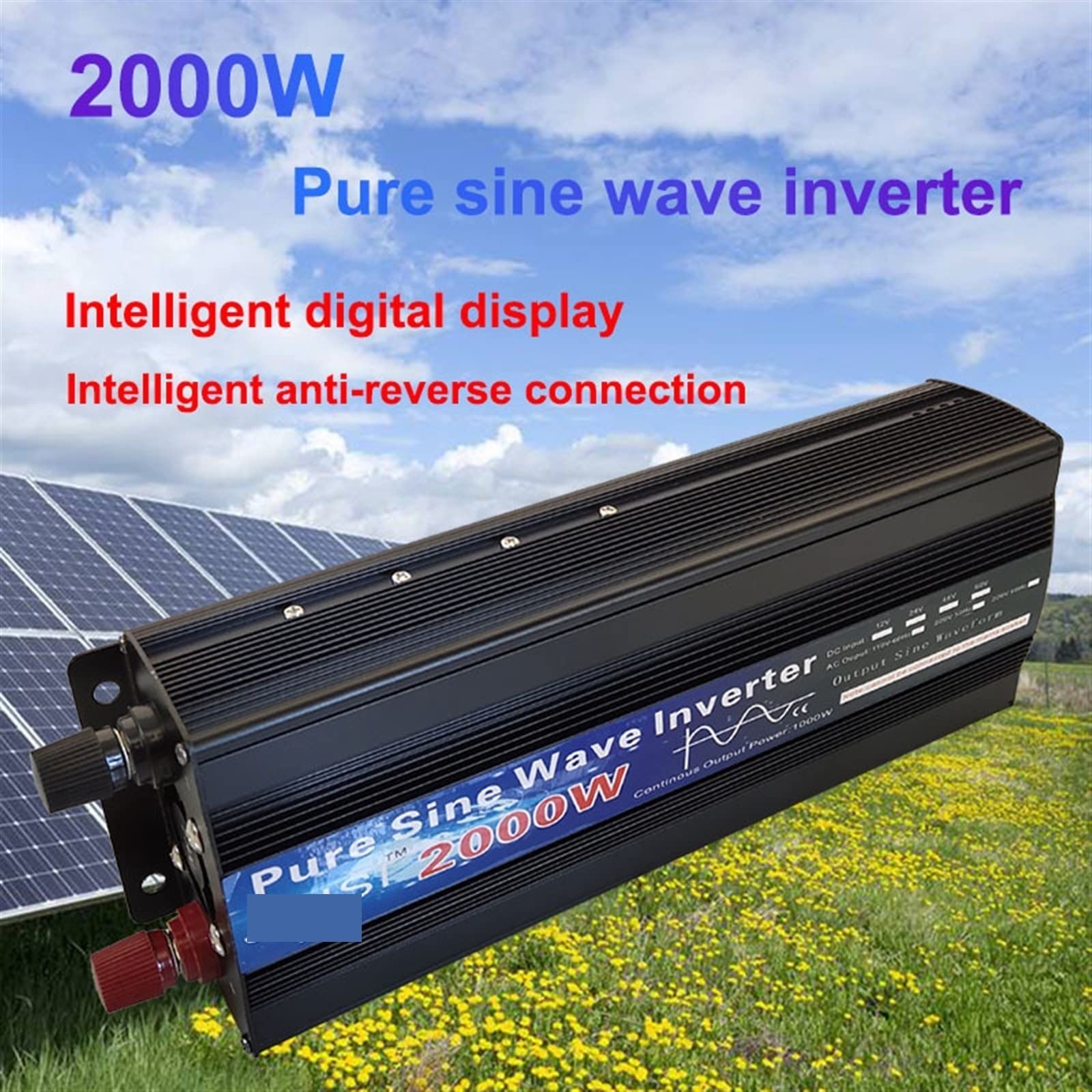 Falownik Przetwornica czystej fali sinusoidalnej 1000W 1600W 2000W DC 12V / 24V 50Hz 60Hz przetwornica napięcia domowy konwerter samochodowy energia słoneczna(2000W,12V)