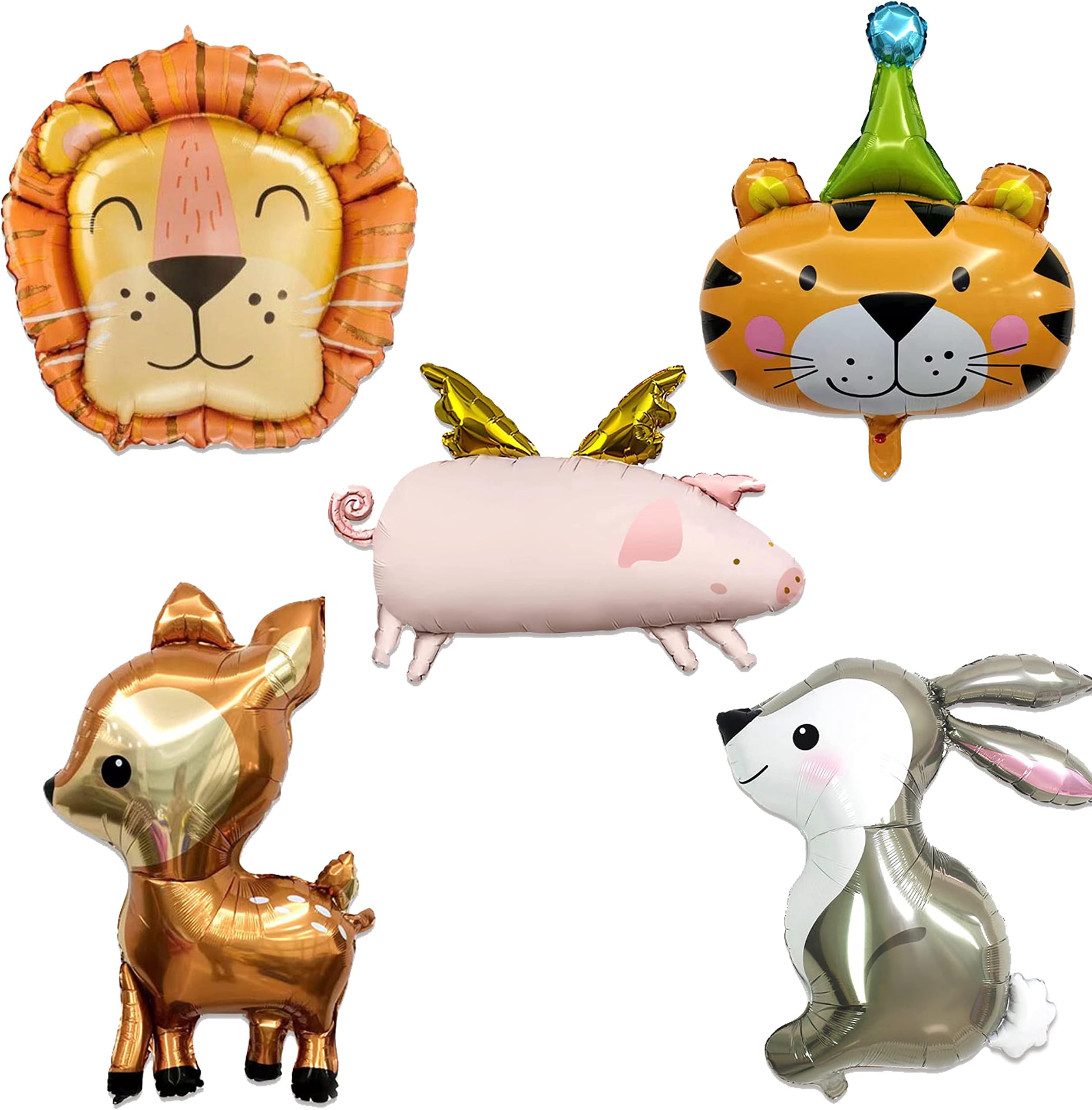 ED-Lumos Balloons Coloured 5 Pieces Large Helium Balloons with Animal Design - The perfect Party Decoration