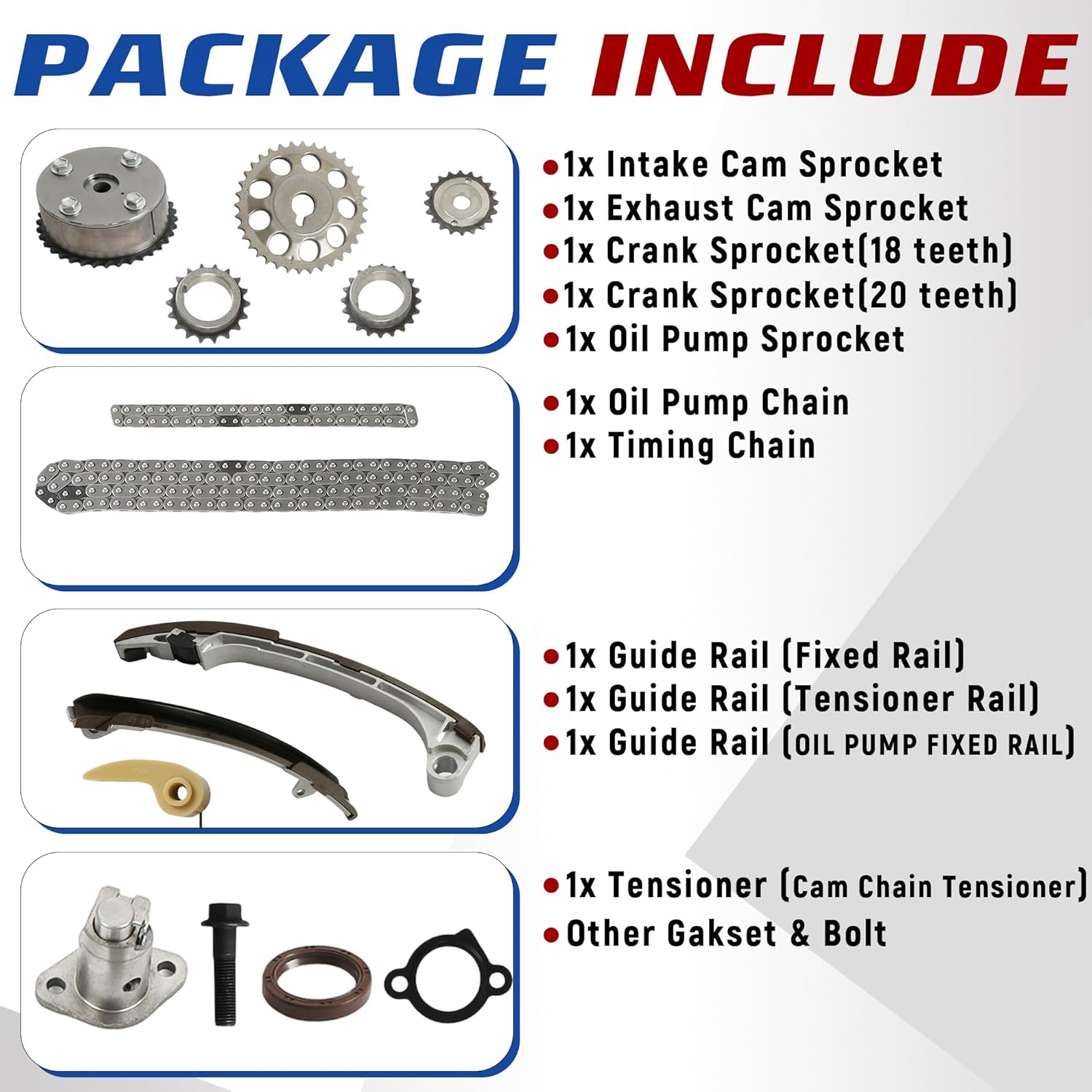 Timing Chain VVT Sprocket Kit Fit For Toyota RAV4 Highlander Scion tC xB Pontiac Vibe Solara Matrix Camry 2.4L 2001-2015 TK922 2AZFE
