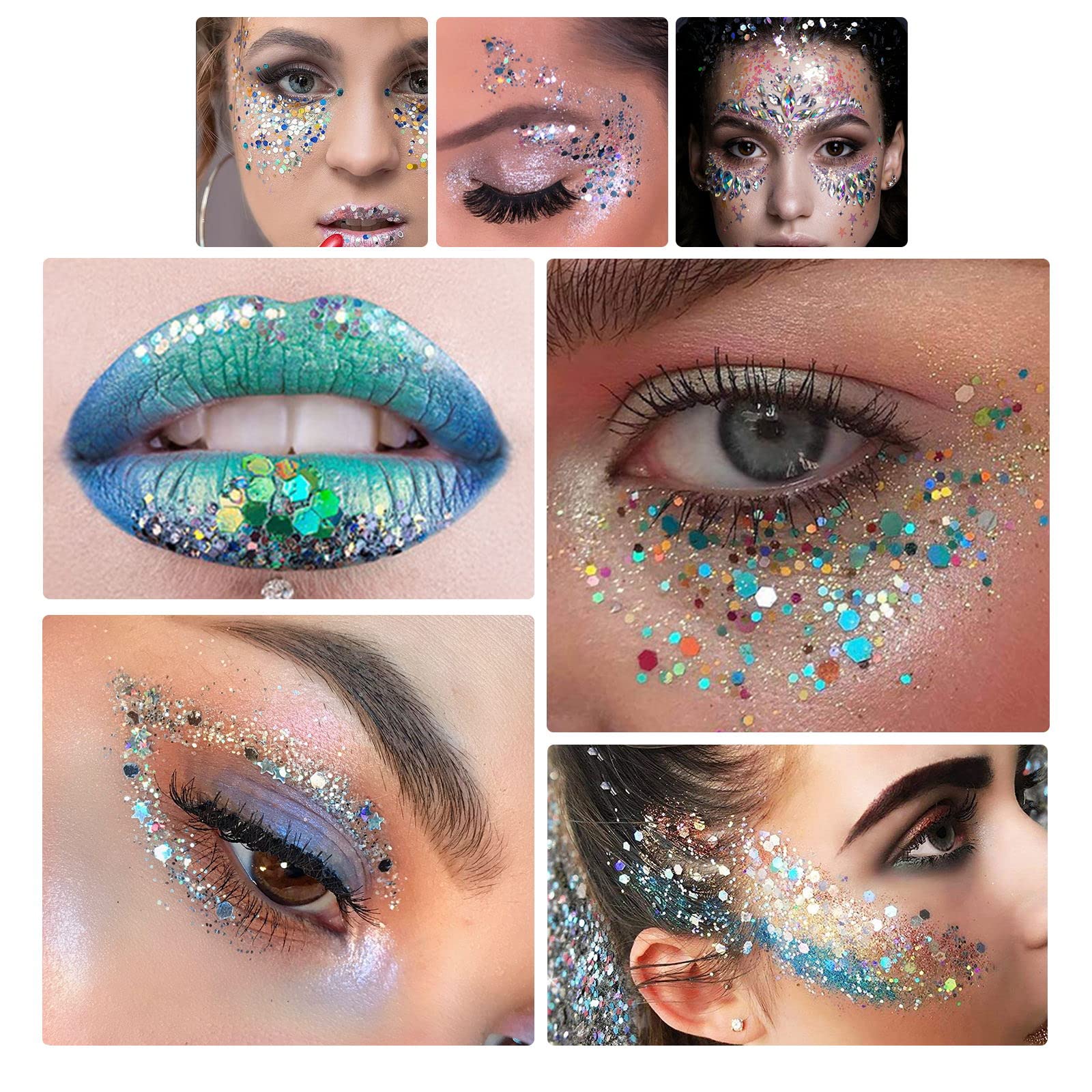 Glitzer-Set Mit 12 Farben & 6 Pailletten-Boxen – Holografischer Chunky Glitter Für Make-up, Nägel & Basteln