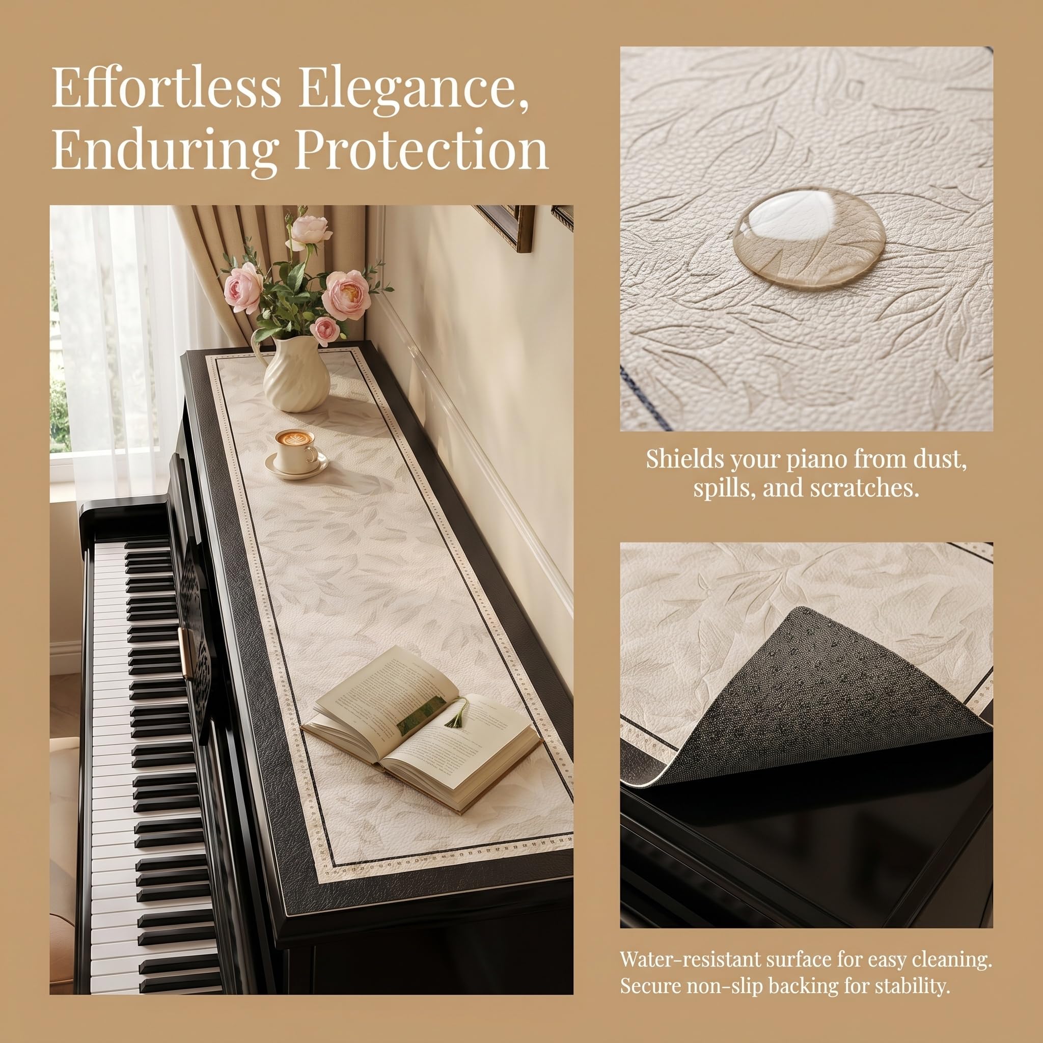 Funda Protectora De PVC para Piano, Ideal para Decoración del Hogar, Mesa Auxiliar para Cómoda Y Mueble De TV. Protege Los Instrumentos Musicales. Elegante Y Funcional. 12x72in