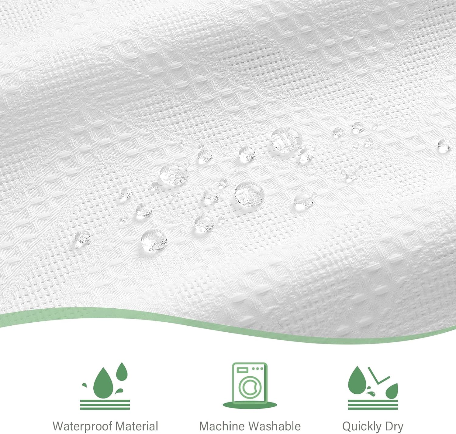 3D Embossed Pattern Shower Curtain, Jacquard Rhomboid Pattern Vintage Bathroom Curtain, Waterproof Fabric Shower Curtains with Hooks,72 x 72, White